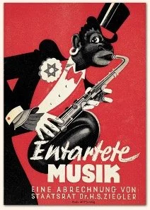 Poster promoting Entartete Musik exhibition, 1938, reproduced in Cottrell, The Saxophone, 325.