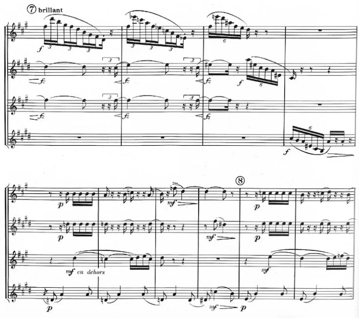 Robert Clérisse, Cache-Cache (Paris: Leduc, 2005), bars 74–83.