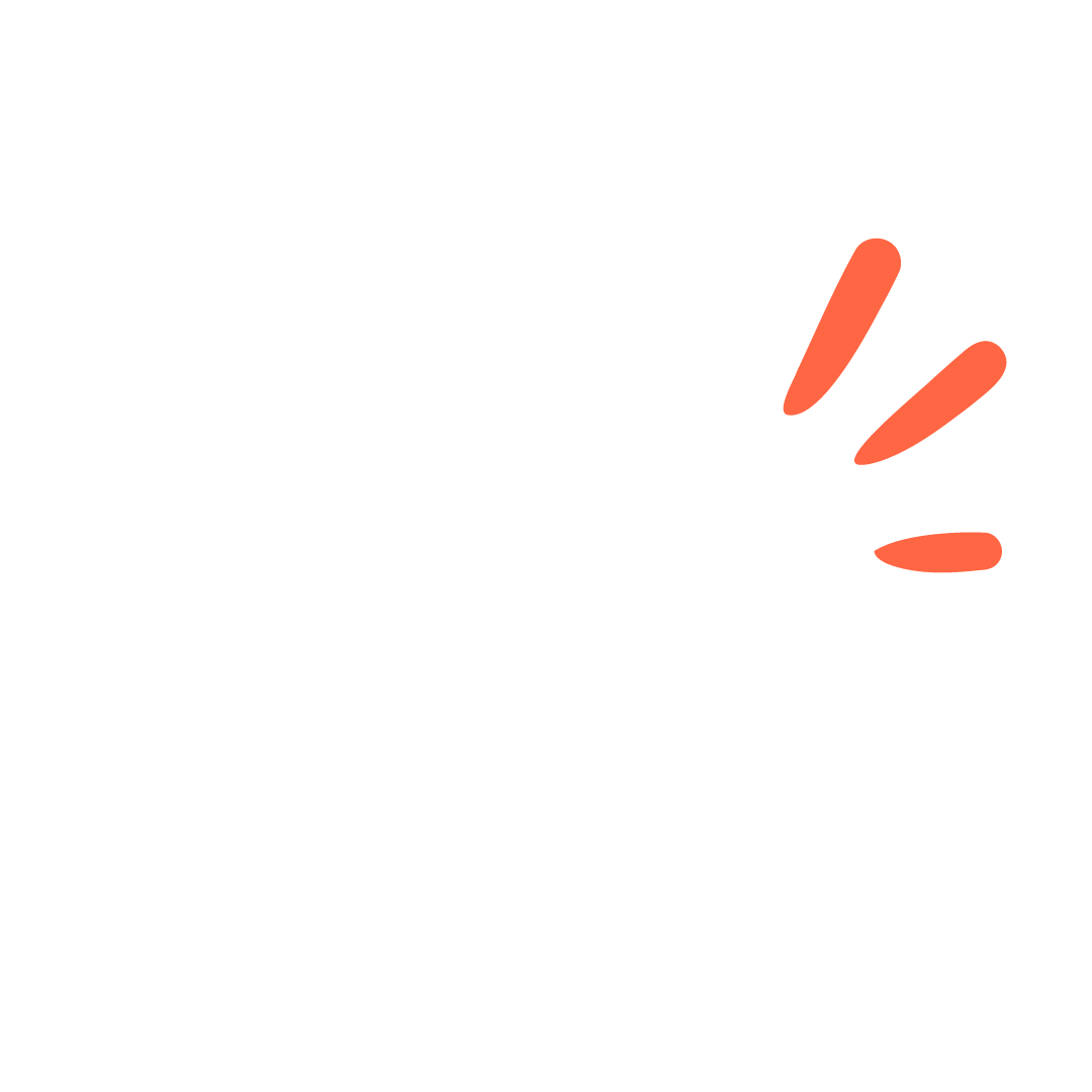 A white outline of a hand giving a thumbs-up, with orange lines indicating emphasis or excitement.