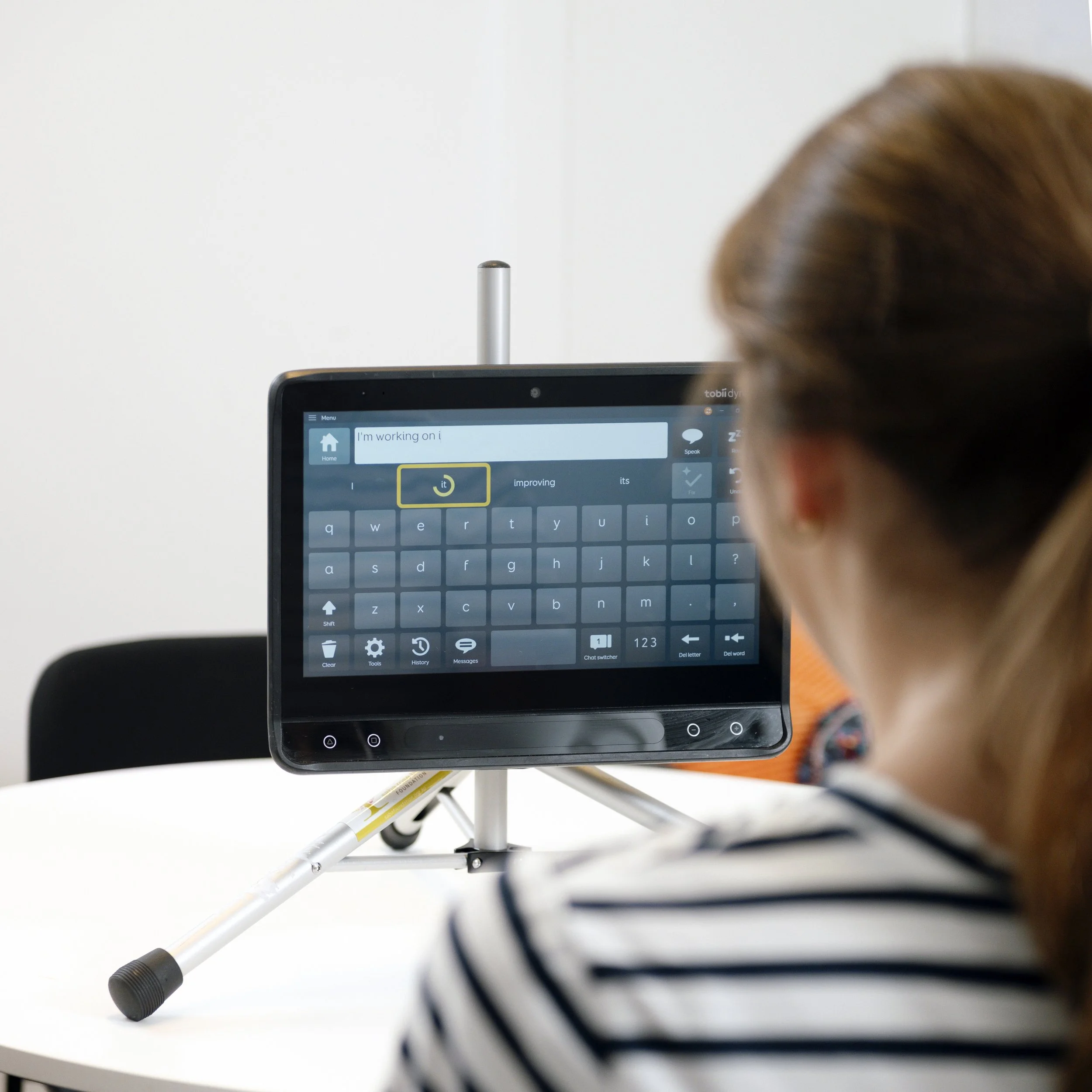 female using a communication device