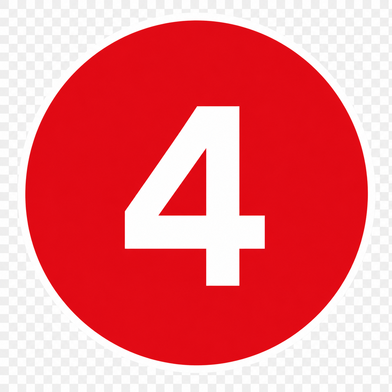 Red circular sign with the number 4 in white.