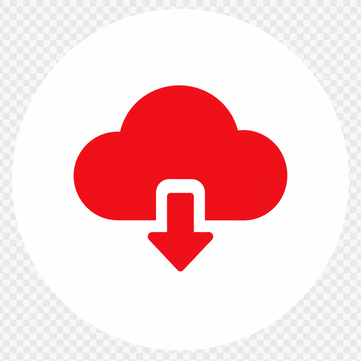 Red cloud icon with a downward arrow, representing cloud download or cloud storage.