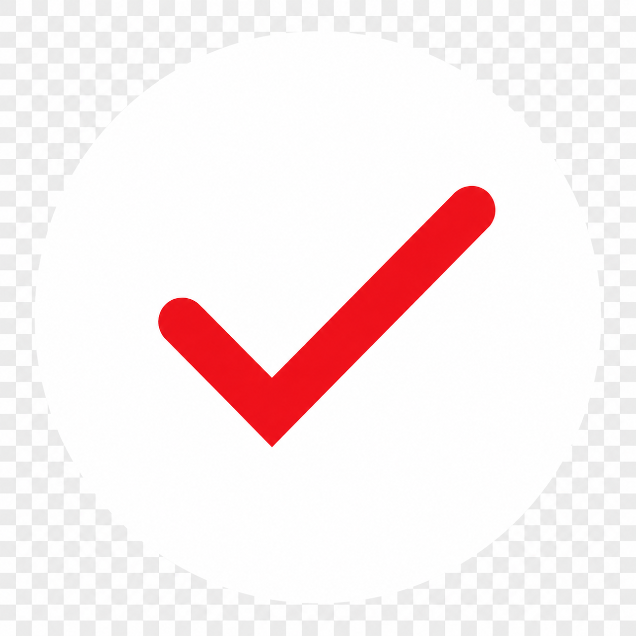 Red check mark symbol on a white circular background