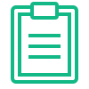 Icon of a clipboard with a piece of paper and lines of text