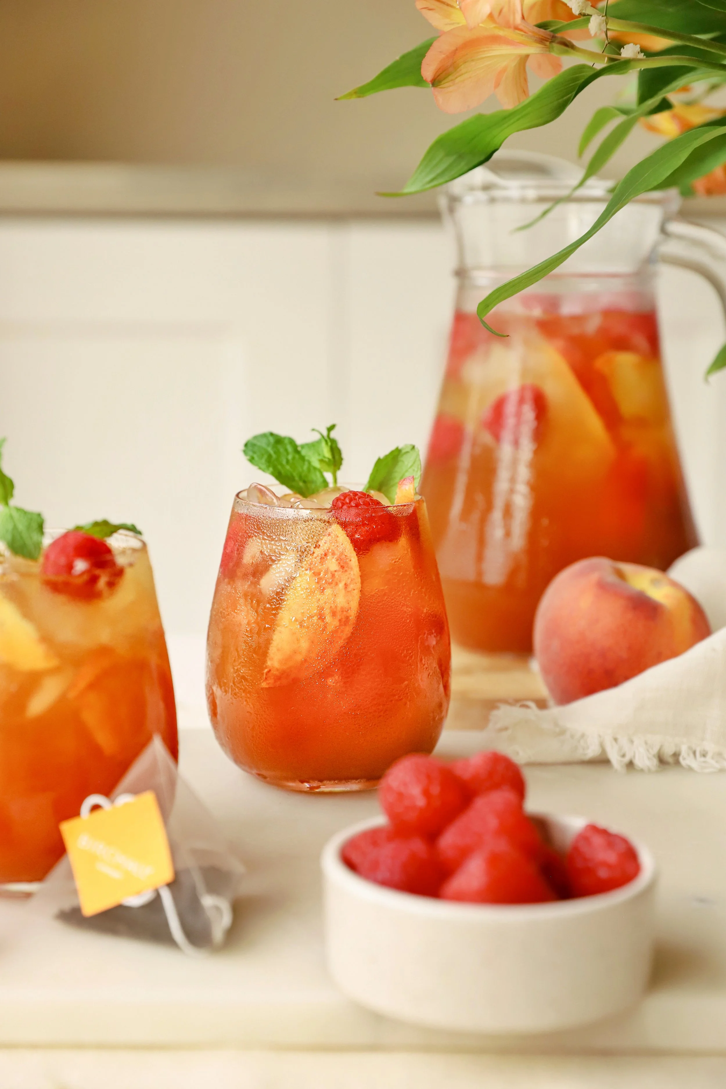 Peach &amp; Raspberry Iced Tea with Birchall Serengeti