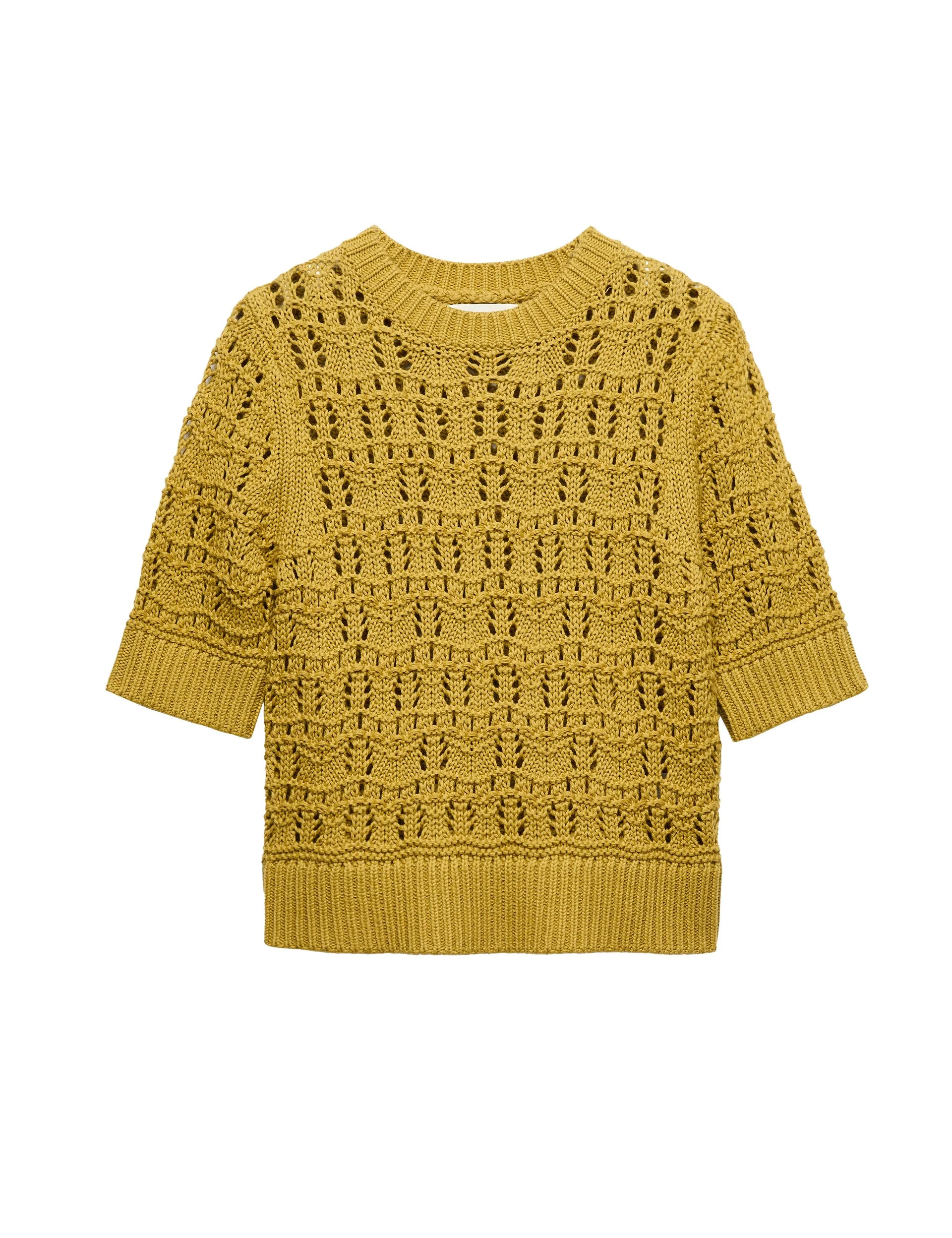 Pure Cotton Pointelle Knitted T-Shirt, £36