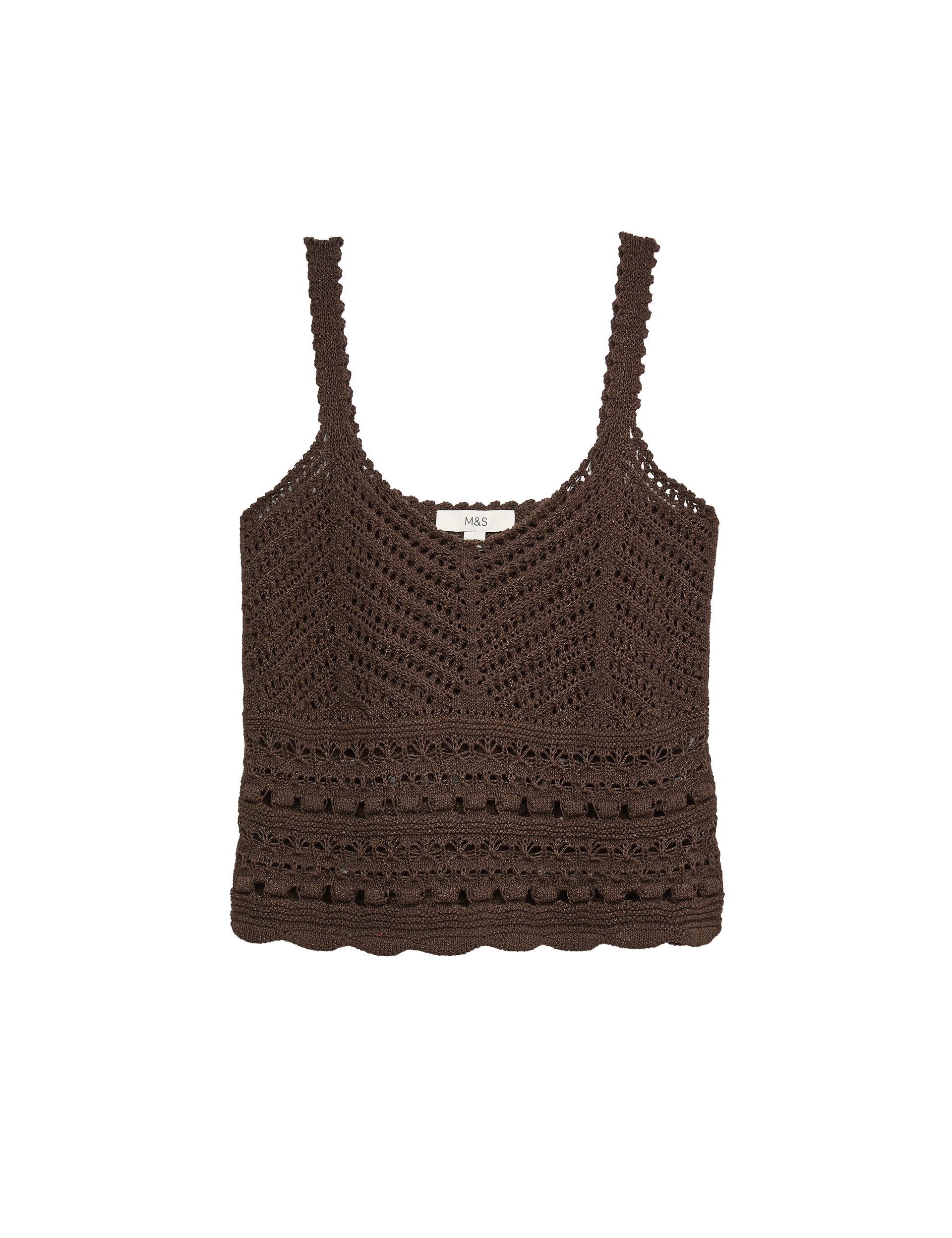 Cotton Rich Pointelle Scallop Edge Knitted Vest, £26