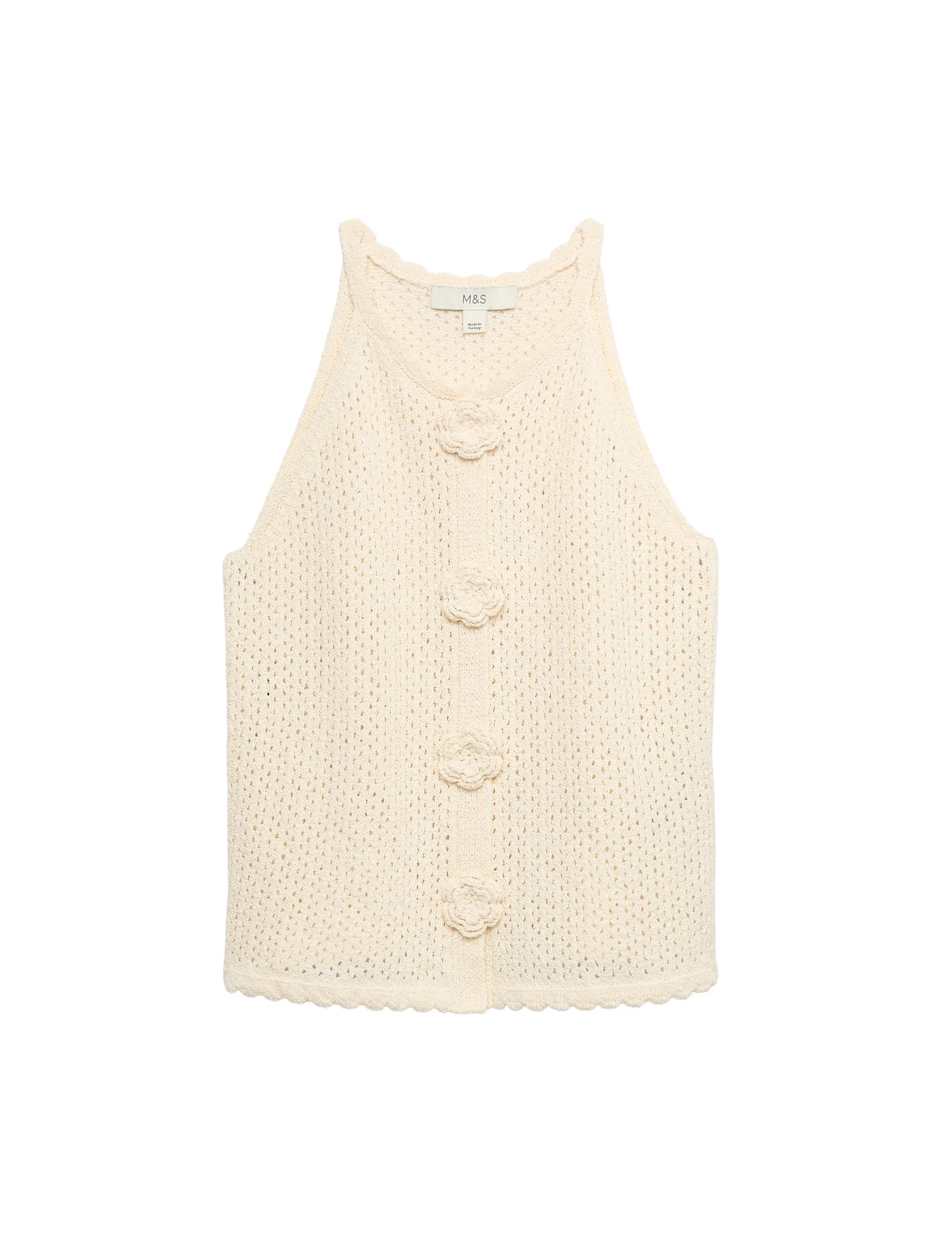 Cotton Blend Pointelle Knitted Vest, £34