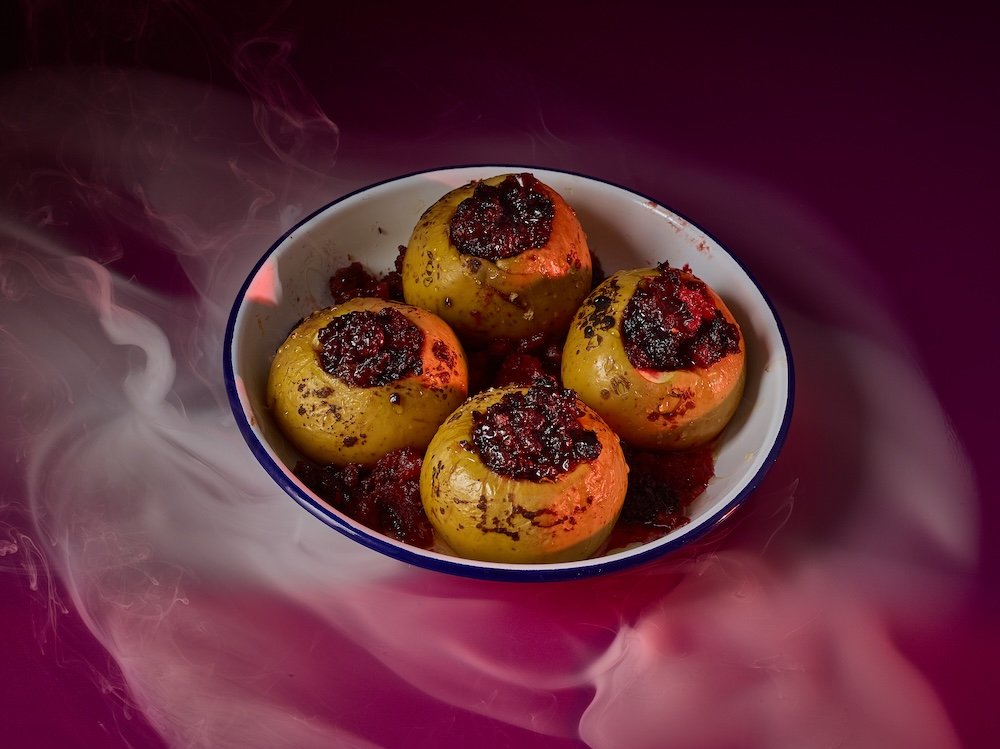Halloween Roasted Apples filled with Ginger Fruits