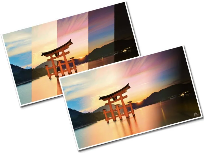 Sunset behind O-Torii gate on Miyajima island