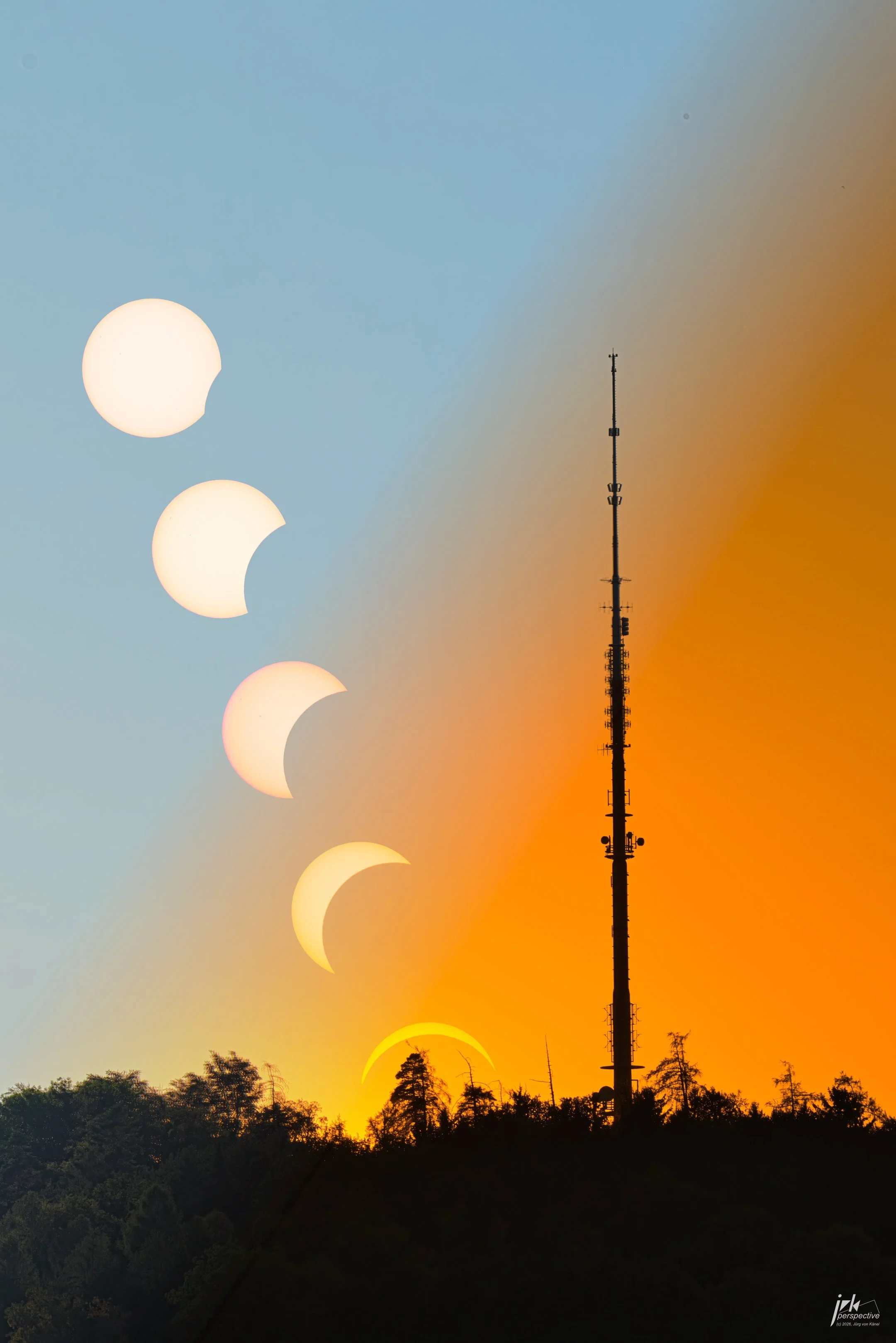 Partial Solar Eclipse beside Brühlberg tower in Winterthur