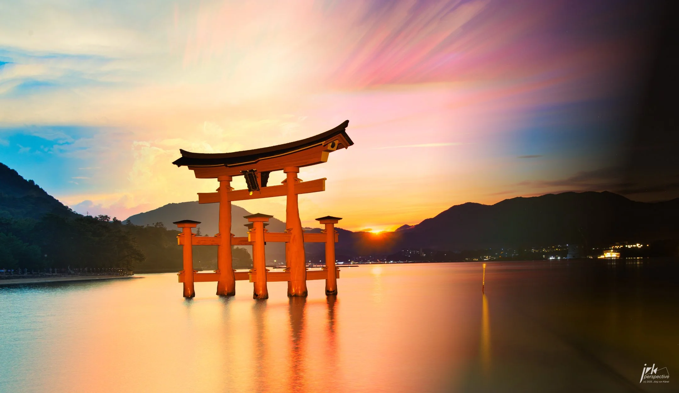 Sunset behind O-Torii Gate on Miyajima Island