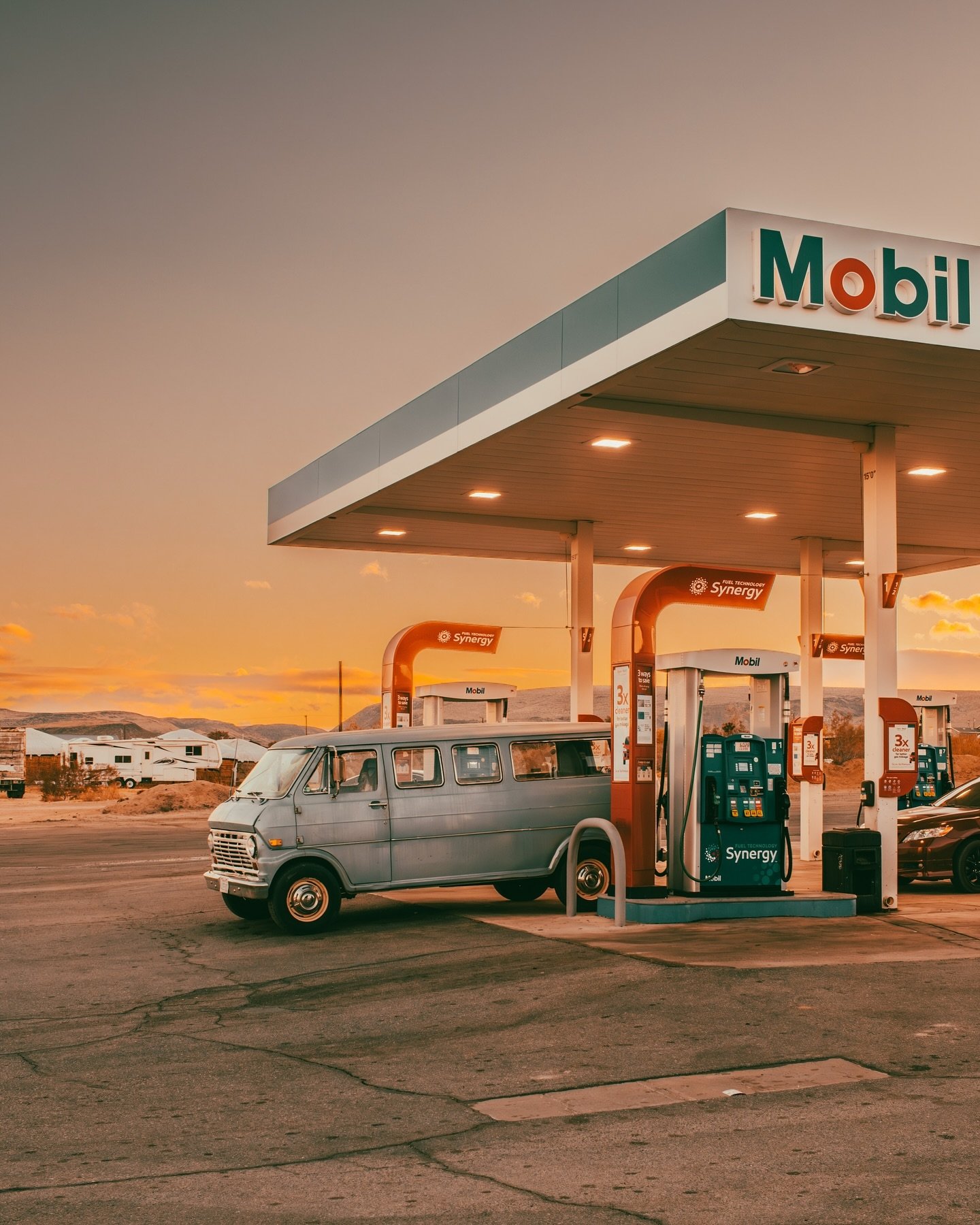 Gas stations and sunsets