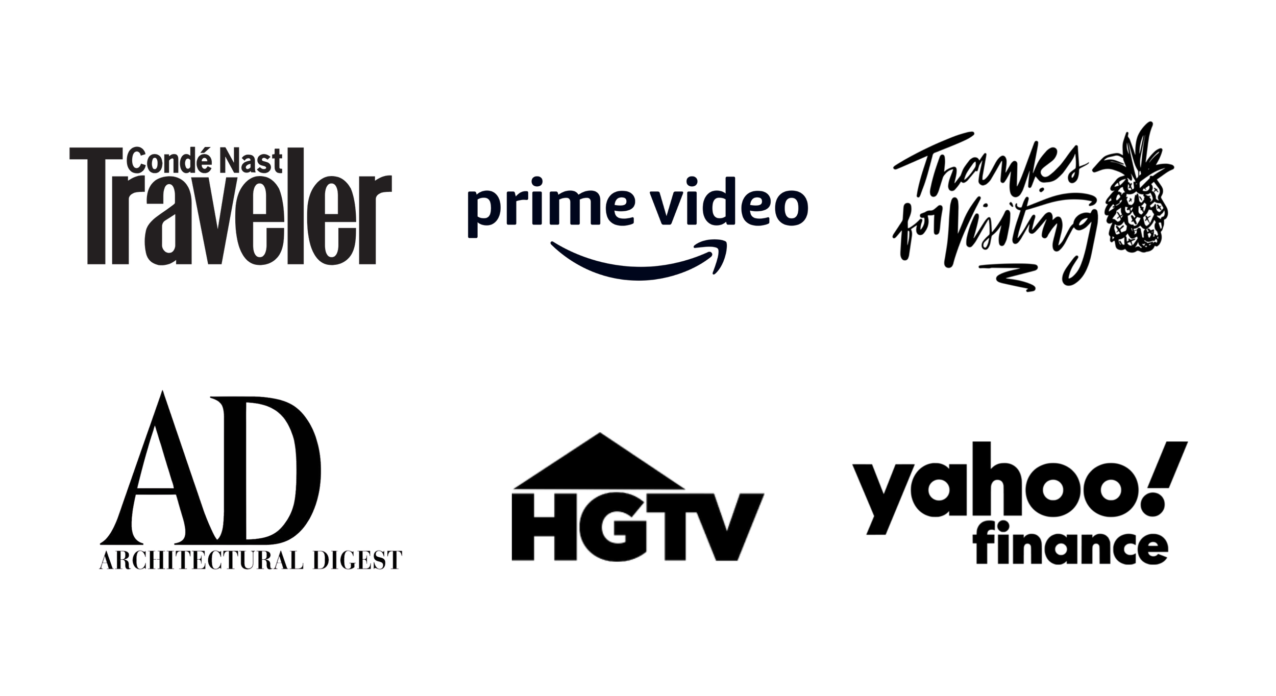 Logos of platforms and brands where client properties are listed and featured including Airbnb, VRBO, and Booking.com