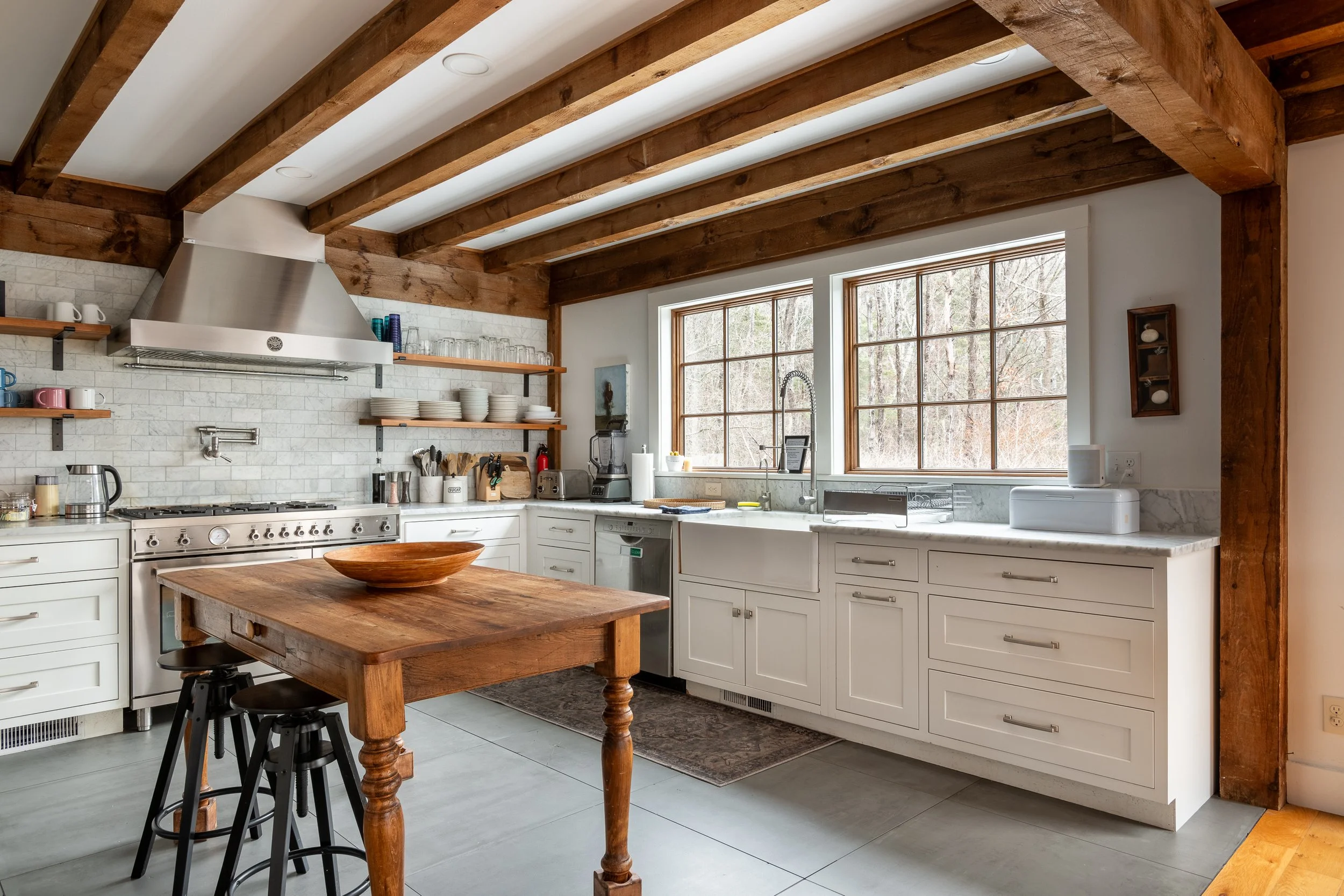 Berkshires Getaway Airbnb interior kitchen and living space