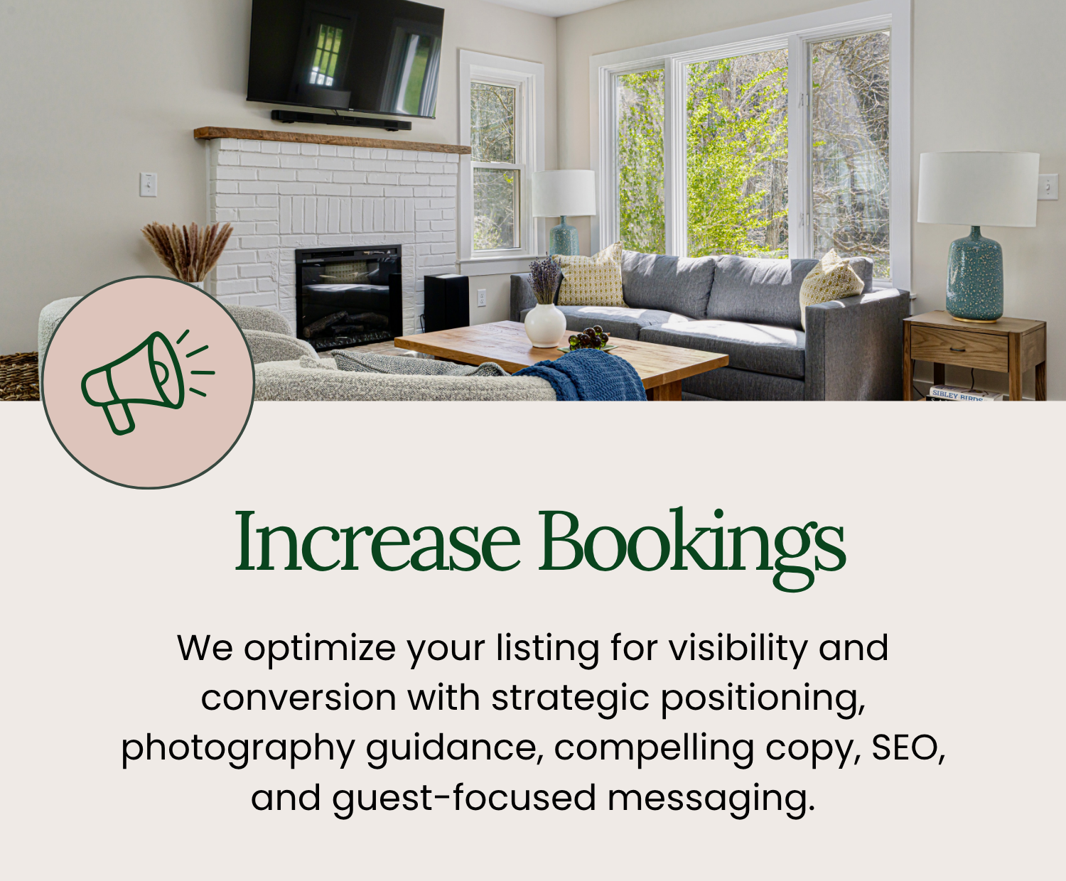 We optimize your Airbnb title, description, photos, amenities, and positioning to improve visibility, earn more clicks, and convert browsers into guests.