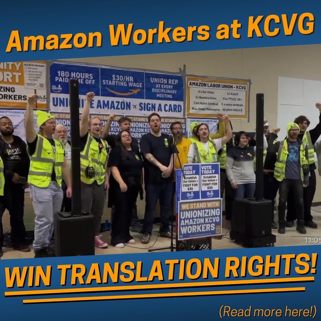 A year and a half ago, workers at @Amazon&rsquo;s biggest airhub began organizing and fighting for a union.

They began organizing around three core demands:
✊$30 an hour starting wages
✊180 hours of PTO a year with no cap on accrual
✊Union represent