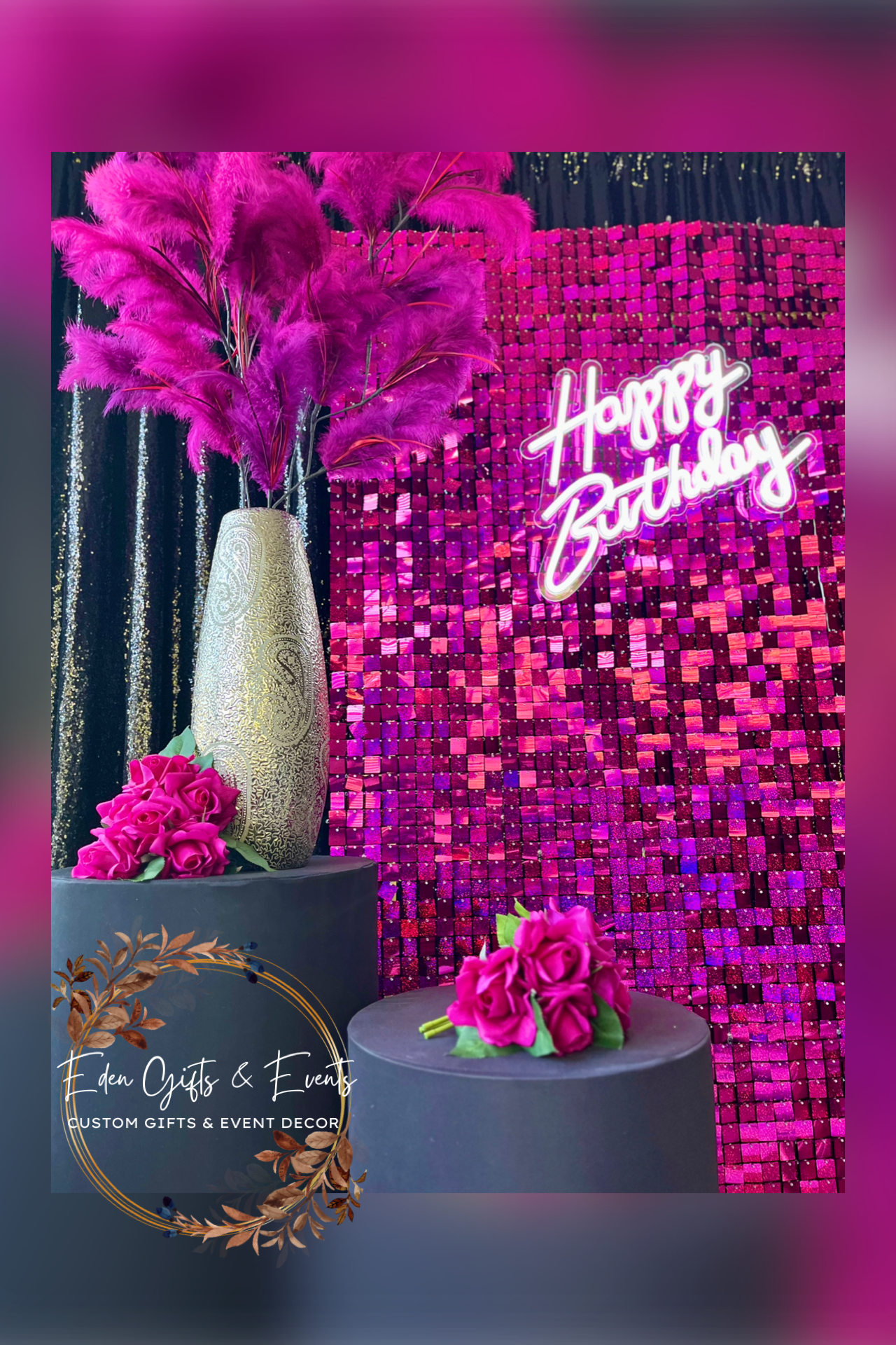 Eden Gifts & Events is Jacksonville's premier destination for custom gifts and event styling.  We offer unique, tailored gifts, stunning event backdrops, and breathtaking balloon installations- including garlands, arches, columns, and marquees.  All 