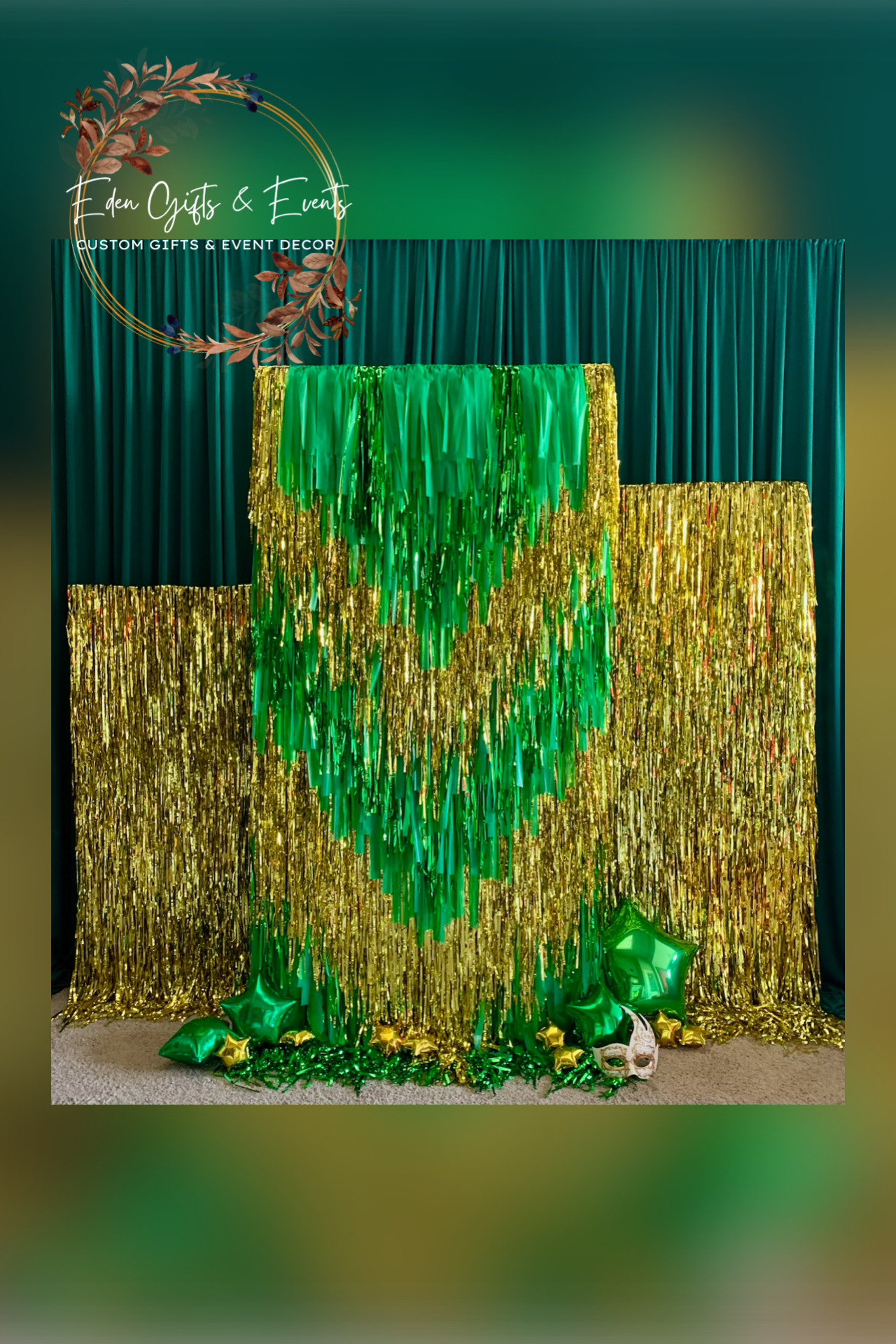 Customizable Shimmer Fringe Backdrop with Chevron Pattern