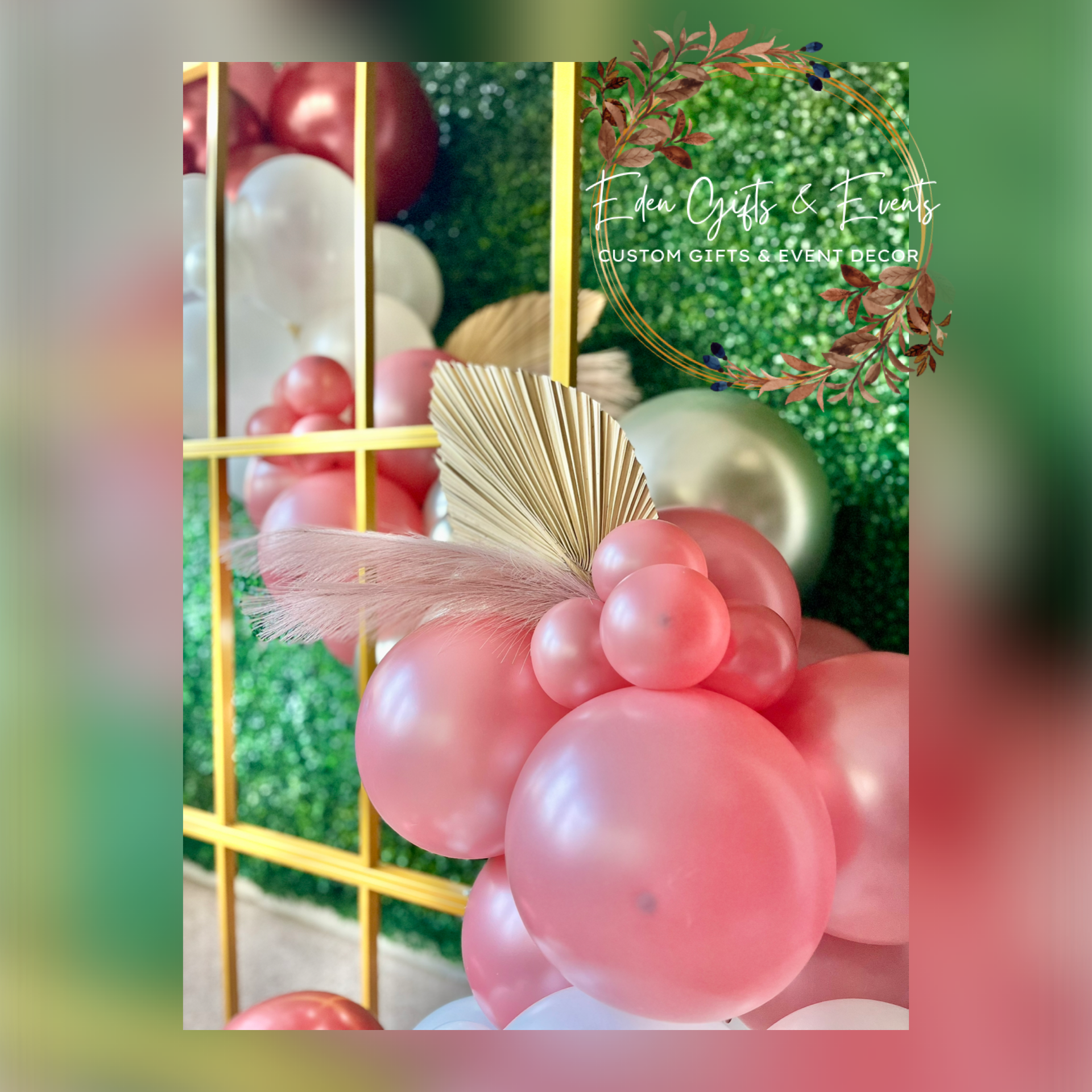 Eden Gifts & Events is Jacksonville's premier destination for custom gifts and event styling.  We offer unique, tailored gifts, stunning event backdrops, and breathtaking balloon installations- including garlands, arches, columns, and marquees.  All 