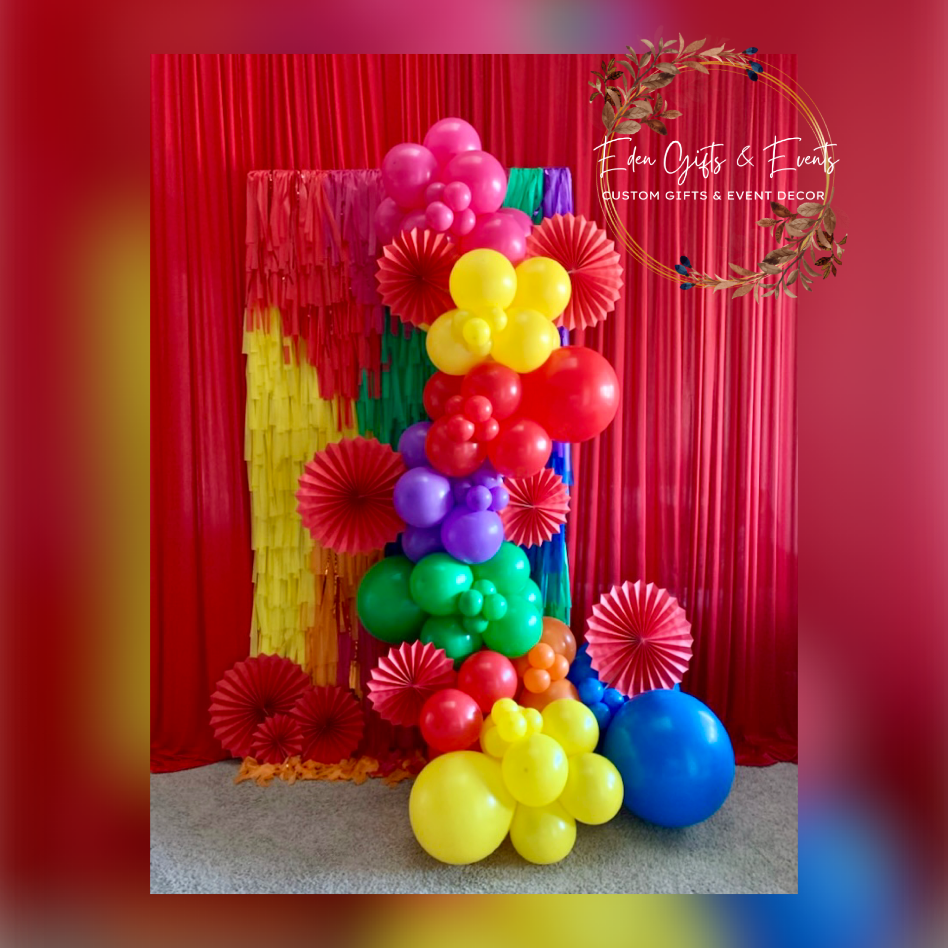 Eden Gifts & Events is THE destination for next level custom gift and event styling experiences in Jacksonville, FL with custom gifts, event backdrops, and balloon garland, arches, columns, and marquees available for local delivery and free pick-up o
