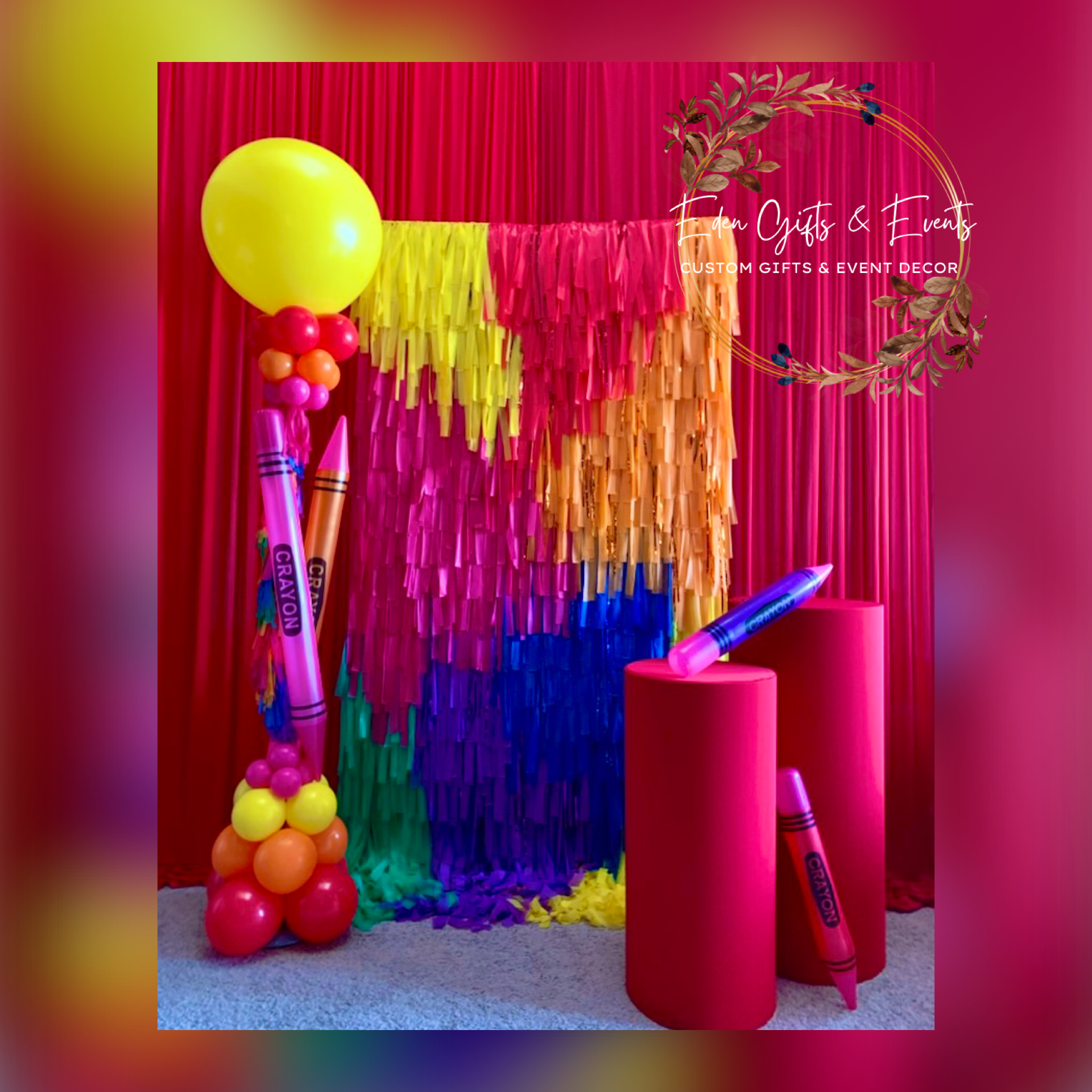 Eden Gifts & Events is THE destination for next level custom gift and event styling experiences in Jacksonville, FL with custom gifts, event backdrops, and balloon garland, arches, columns, and marquees available for local delivery and free pick-up o