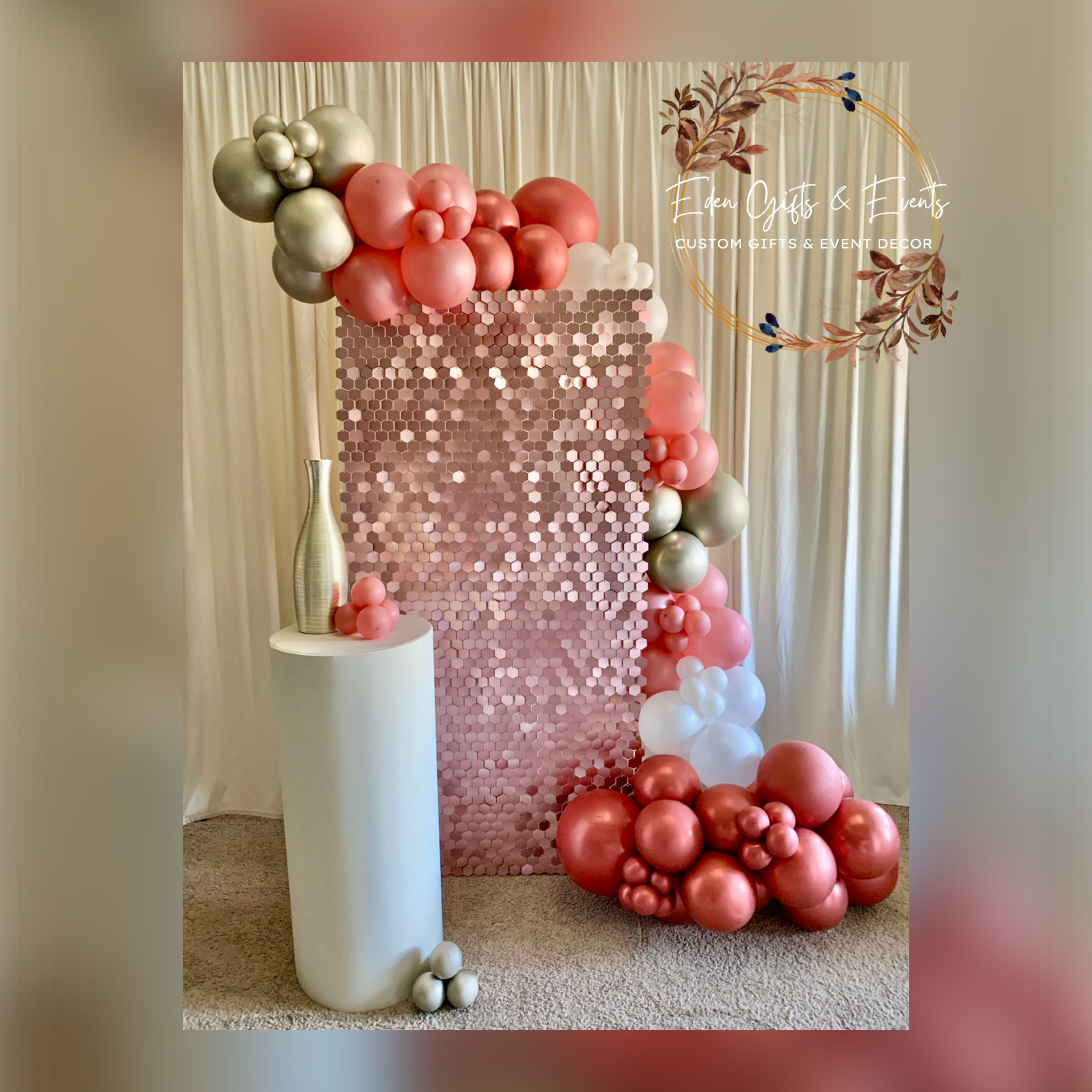 Eden Gifts & Events is your one stop shop for fringe garland and backdrops, balloon garland, columns, and marquees available for local delivery and FREE pick-up. Get your FREE quote NOW!