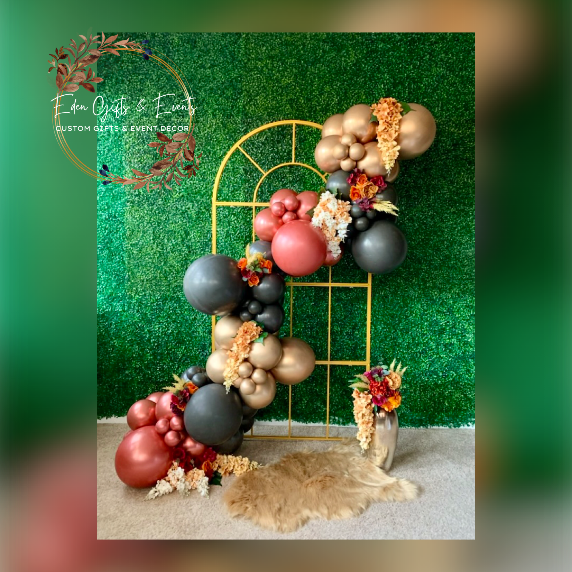 Eden Gifts & Events is THE destination for next level custom gift and event styling experiences in Jacksonville, FL with custom gifts, event backdrops, and balloon garland, arches, columns, and marquees available for local delivery and free pick-up o