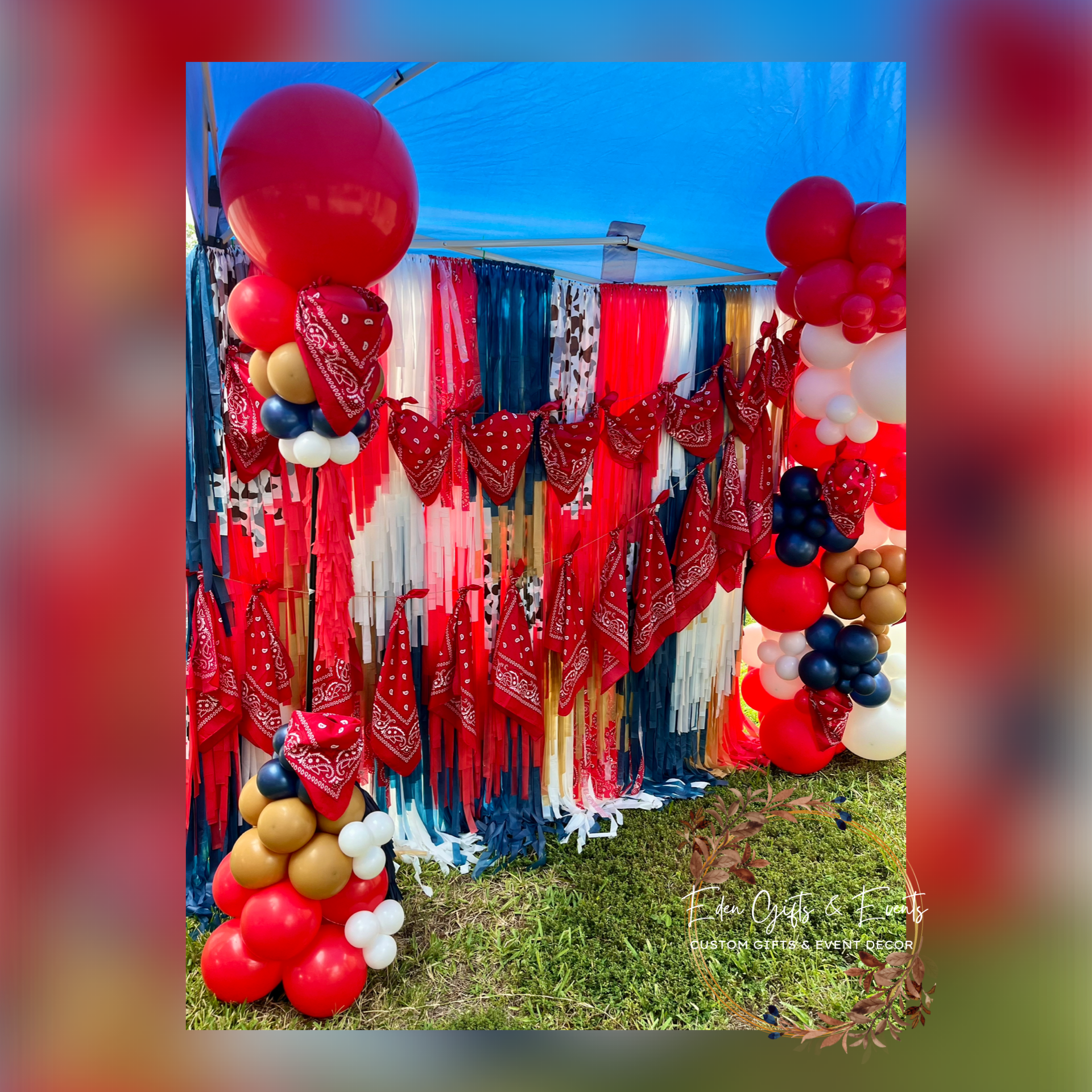 Eden Gifts & Events is your one stop shop for fringe garland and backdrops, balloon garland, columns, and marquees available for local delivery and FREE pick-up.  Get your FREE quote NOW!