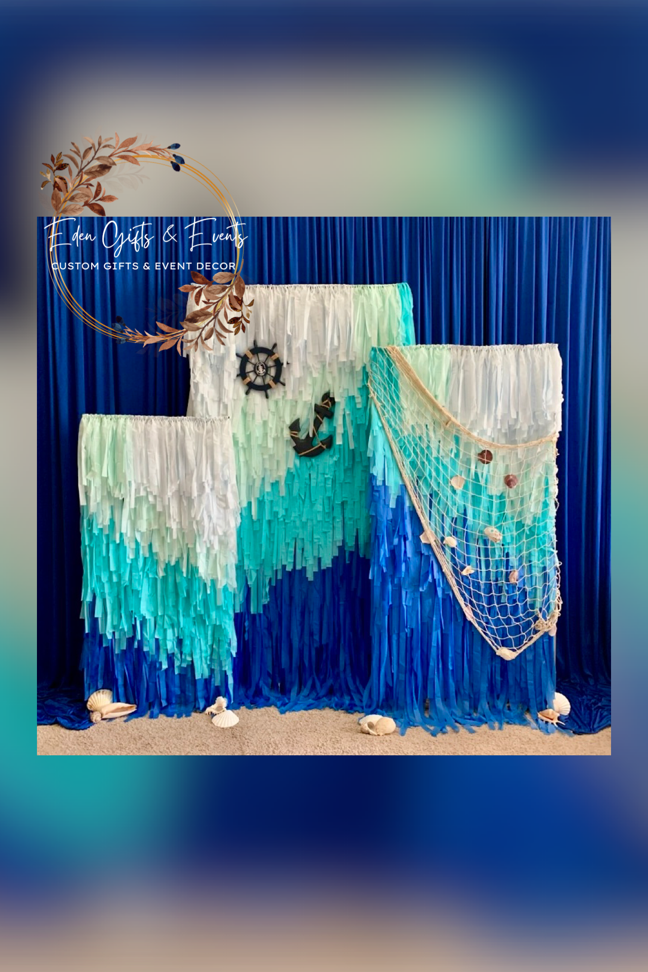 Customizable Fringe Backdrop with Diagonal Ombre Striped Pattern