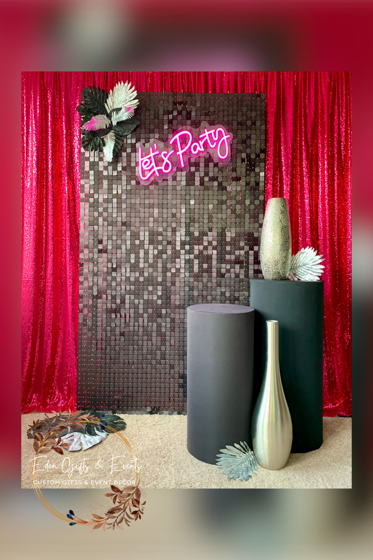 Eden Gifts & Events is your one stop shop for fringe garland and backdrops, balloon garland, columns, and marquees available for local delivery and FREE pick-up. Get your FREE quote NOW!