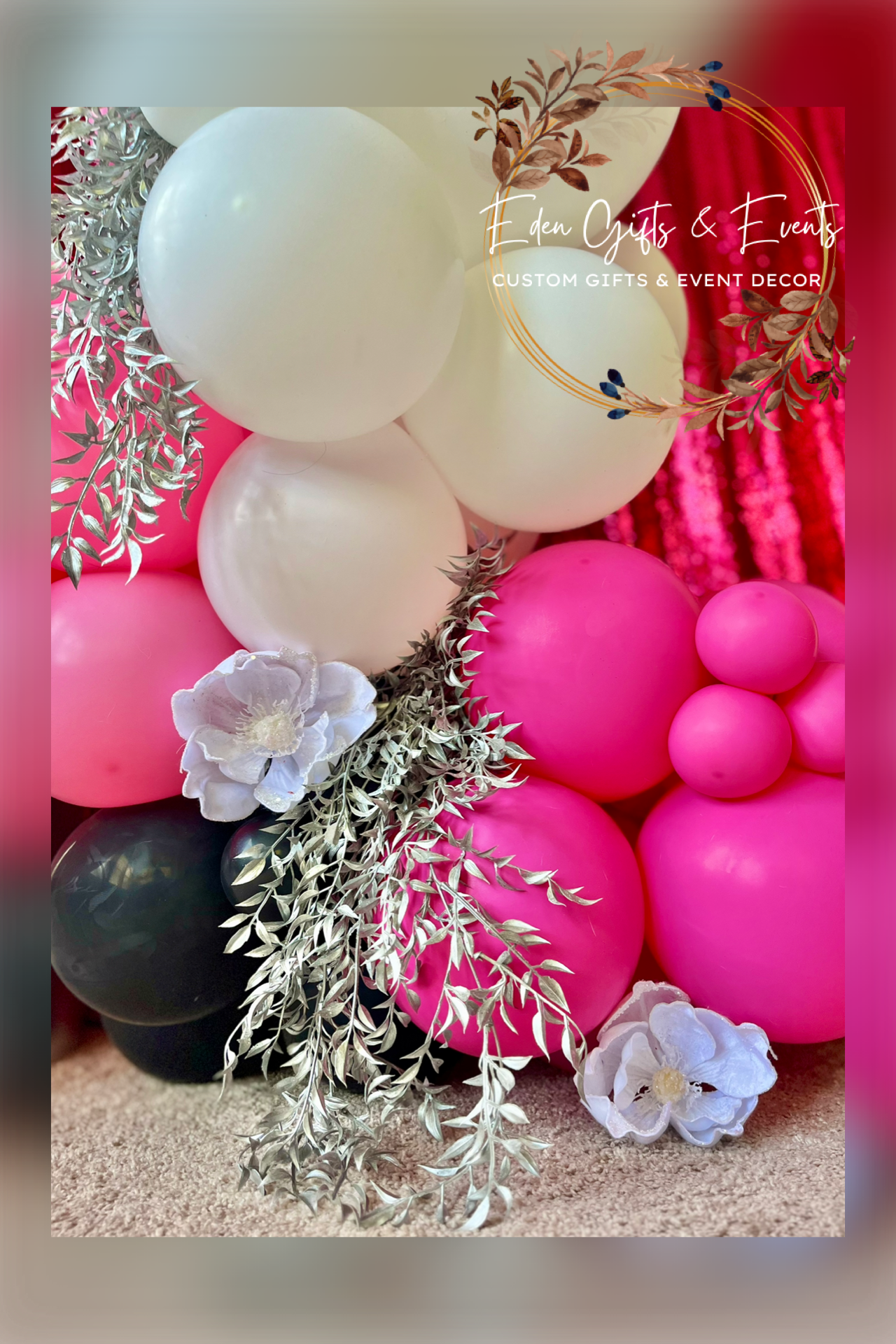 Eden Gifts & Events is Jacksonville's premier destination for custom gifts and event styling.  We offer unique, tailored gifts, stunning event backdrops, and breathtaking balloon installations- including garlands, arches, columns, and marquees.  All 