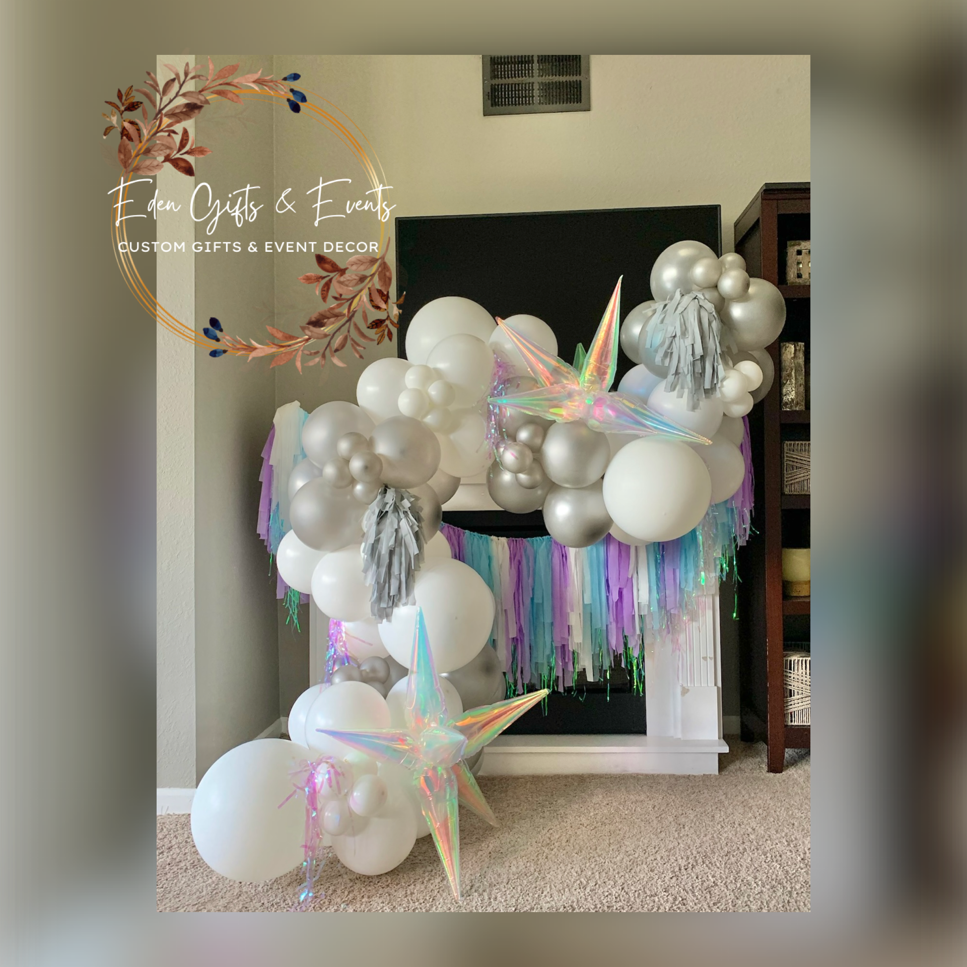 Eden Gifts & Events is THE destination for next level custom gift and event styling experiences in Jacksonville, FL with custom gifts, event backdrops, and balloon garland, arches, columns, and marquees available for local delivery and free pick-up o