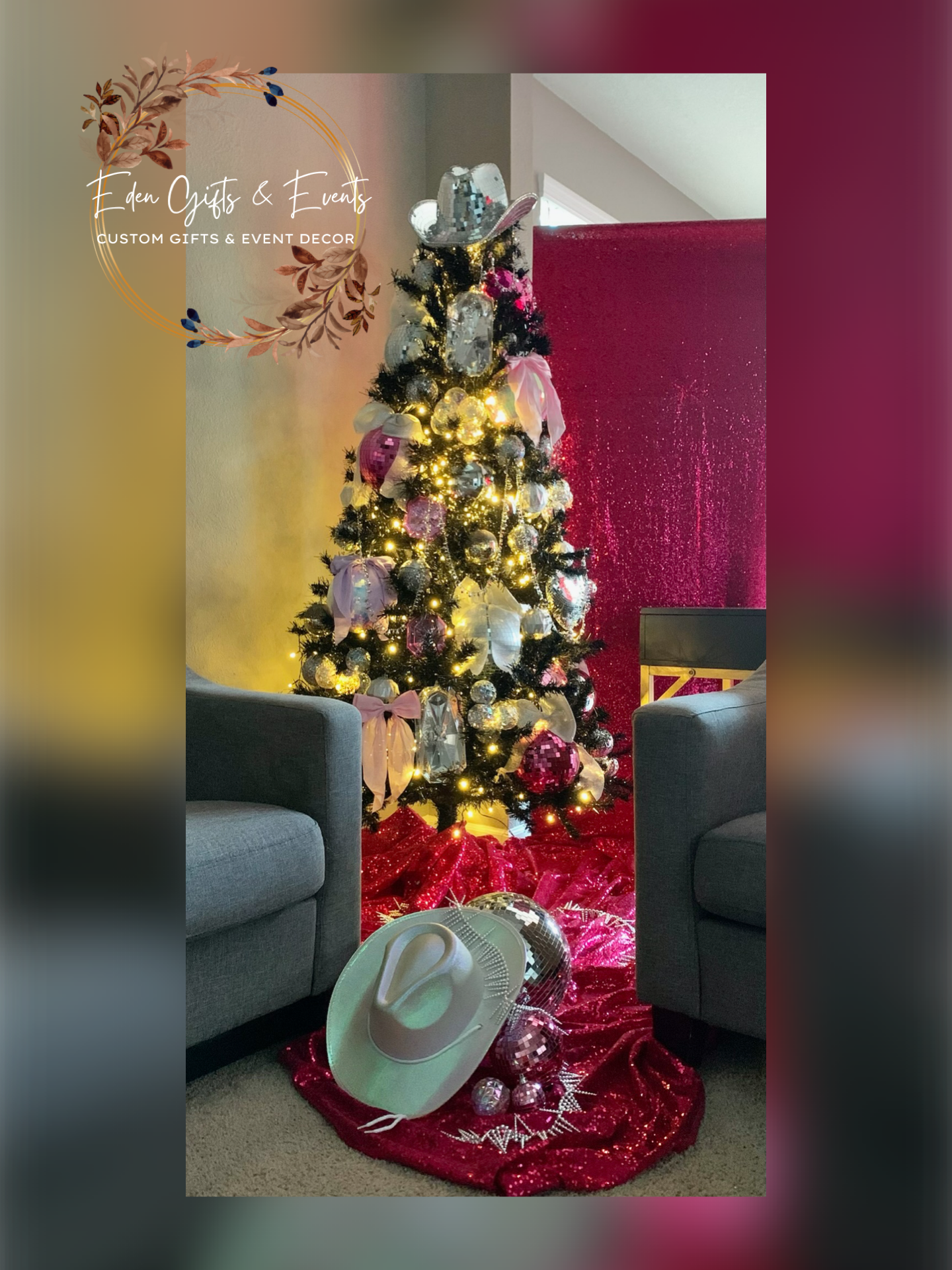 Eden Gifts & Events is your go-to destination for stunning event backdrops, fringe garland, and balloon garland, columns, and marquees.  We offer local delivery and FREE  pick-up options.  Request your FREE quote today!