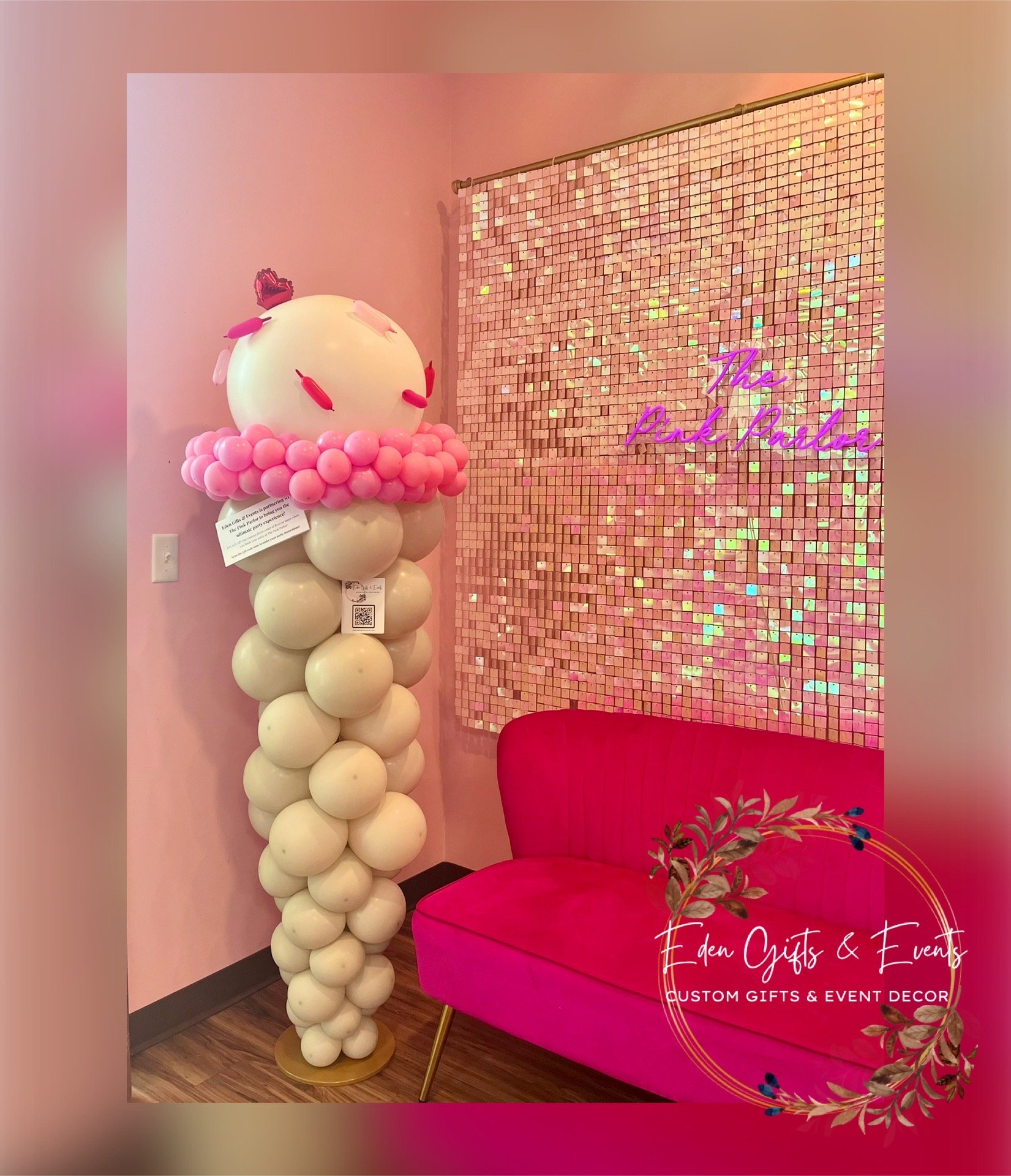Eden Gifts & Events is Jacksonville's premier destination for custom gifts and event styling.  We offer unique, tailored gifts, stunning event backdrops, and breathtaking balloon installations- including garlands, arches, columns, and marquees.  All 