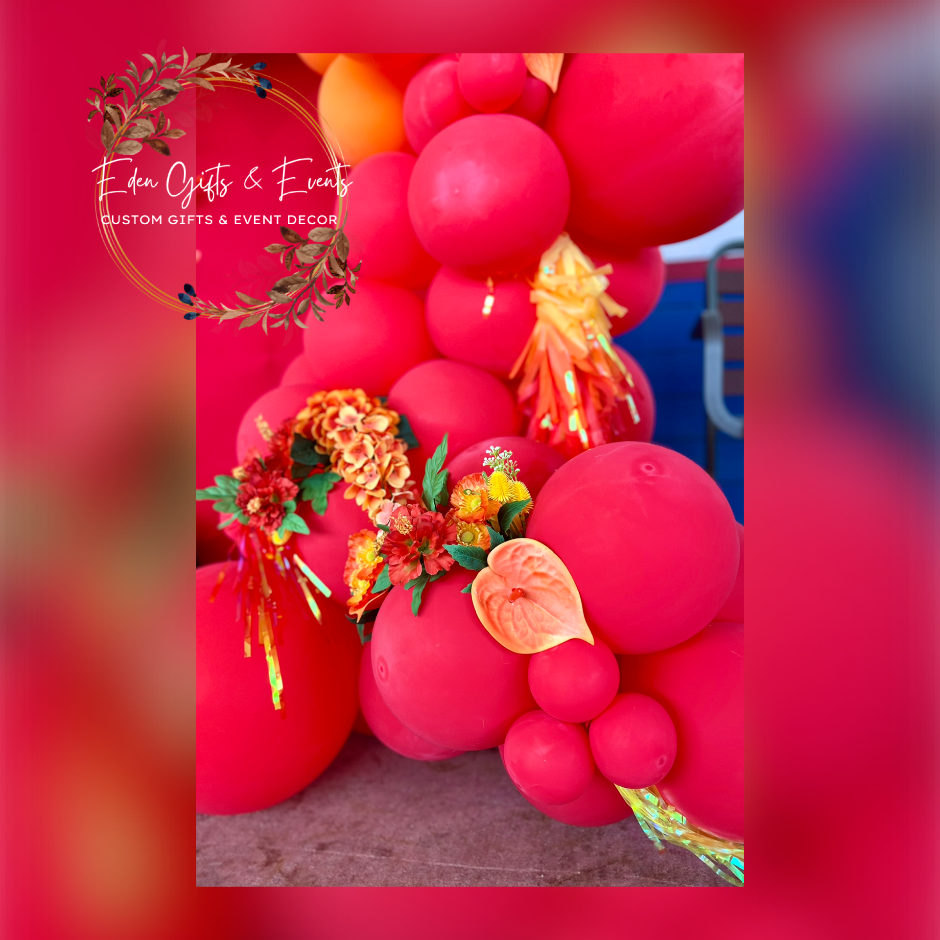 Eden Gifts & Events is Jacksonville's premier destination for custom gifts and event styling.  We offer unique, tailored gifts, stunning event backdrops, and breathtaking balloon installations- including garlands, arches, columns, and marquees.  All 