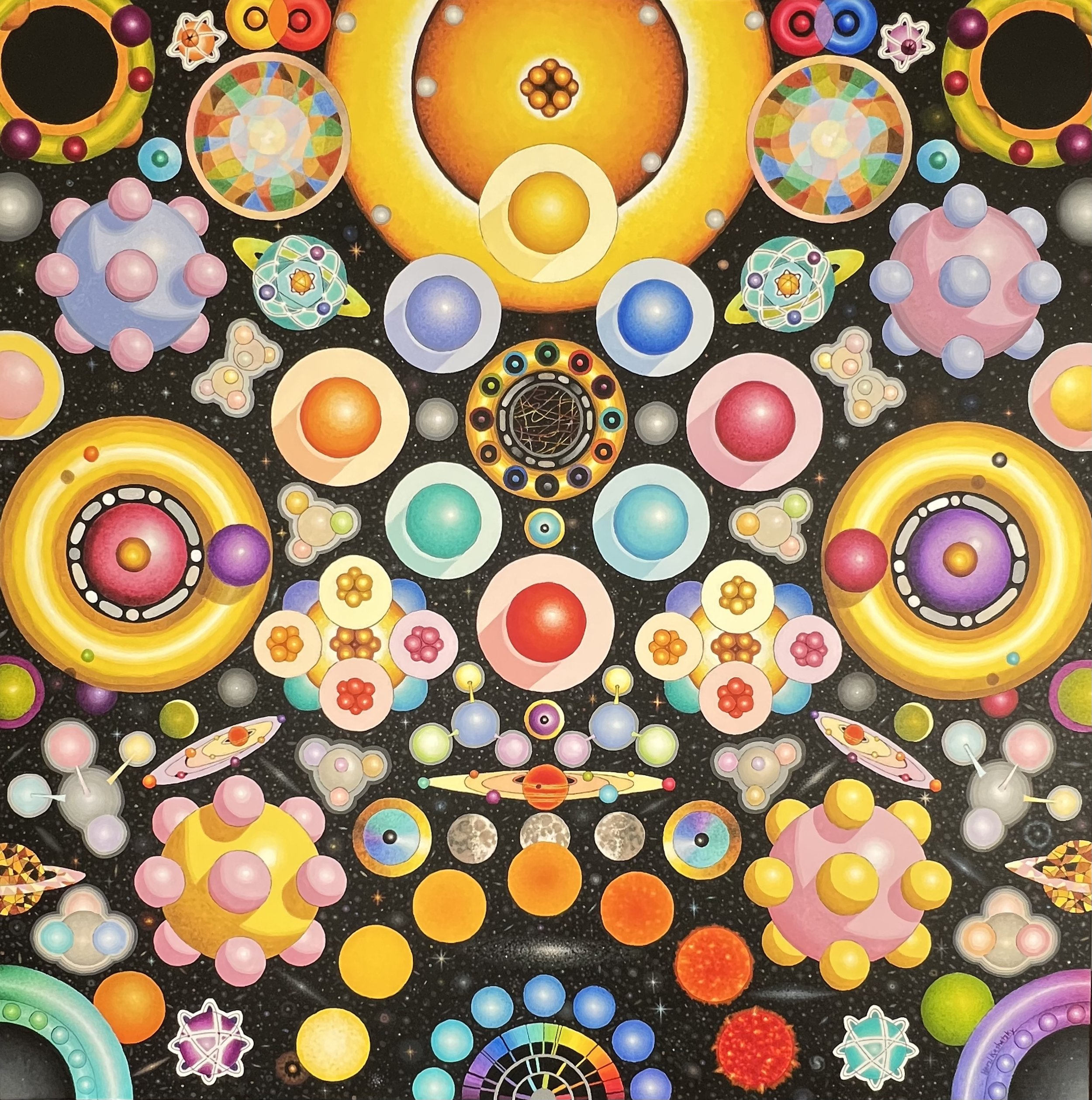 Molecular to Cosmic 
Acrylic on canvas 48x48in 2025 
Collection of the artist