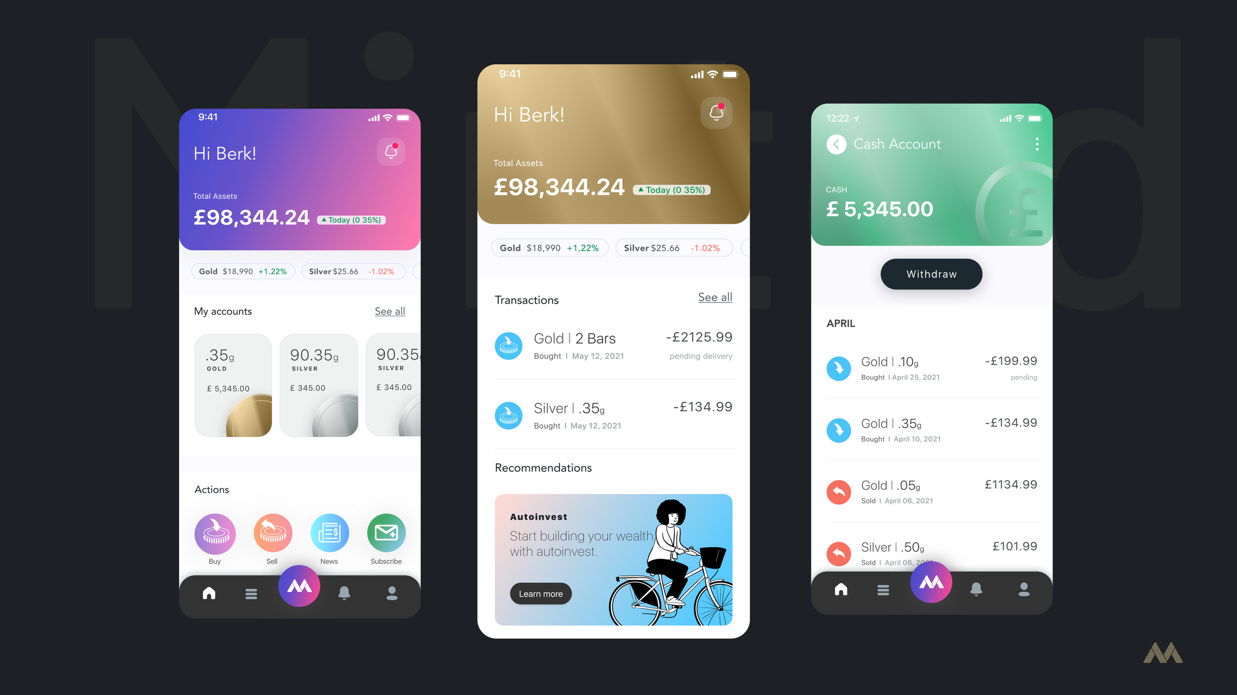 Minted - Precious metal trading mobile app