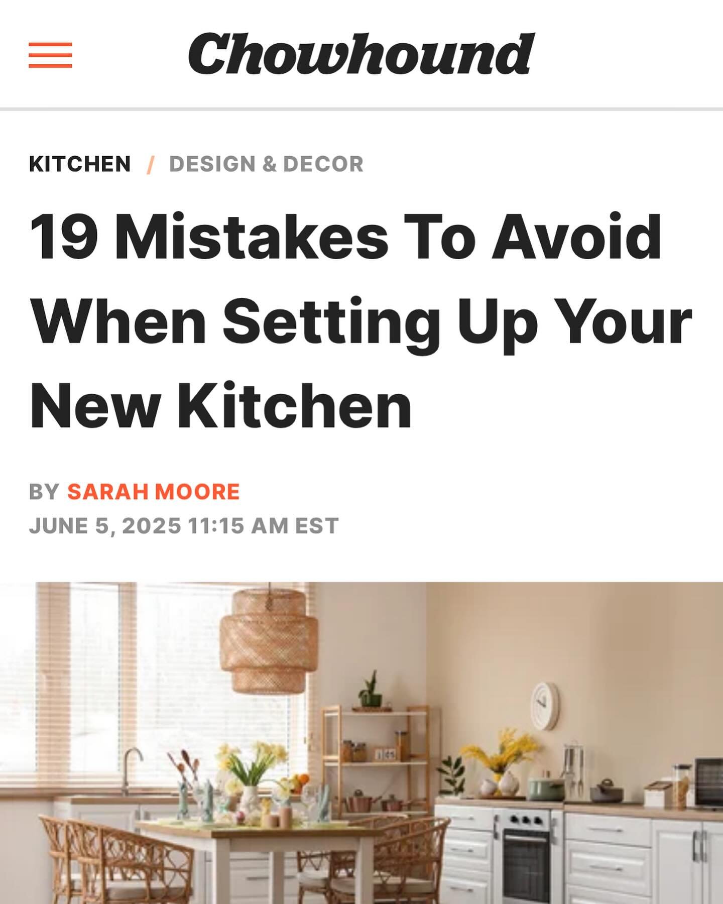 Just featured in Chowhound sharing some of the most common mistakes I see in kitchens! 👀 If your storage looks great on paper but doesn&rsquo;t actually work for your daily life&hellip; this one&rsquo;s for you. 🏡✨

Check it out 👉 [https://www.cho