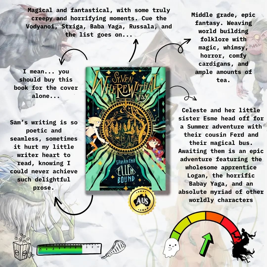 🌱 SEVEN WHEREWITHALL WAY 🌱 by @samellenb 
.
Middle grade epic fantasy, with folklore woven through this, at times, ghastly and creepy, delicious tapestry.
.
I bought the first two books in this series some time ago. The covers are.. *chefs kiss* an