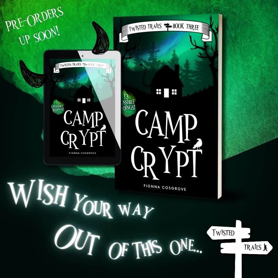🏕 CAMP CRYPT - COVER REVEAL 🏕 
.
Wish your way out of this one!
.
After a prank gone wrong you find yourself on a bus heading directly for Camp Crypt. But somethings not right... Why is the camp director sparkling? And does the driver have horns?
.