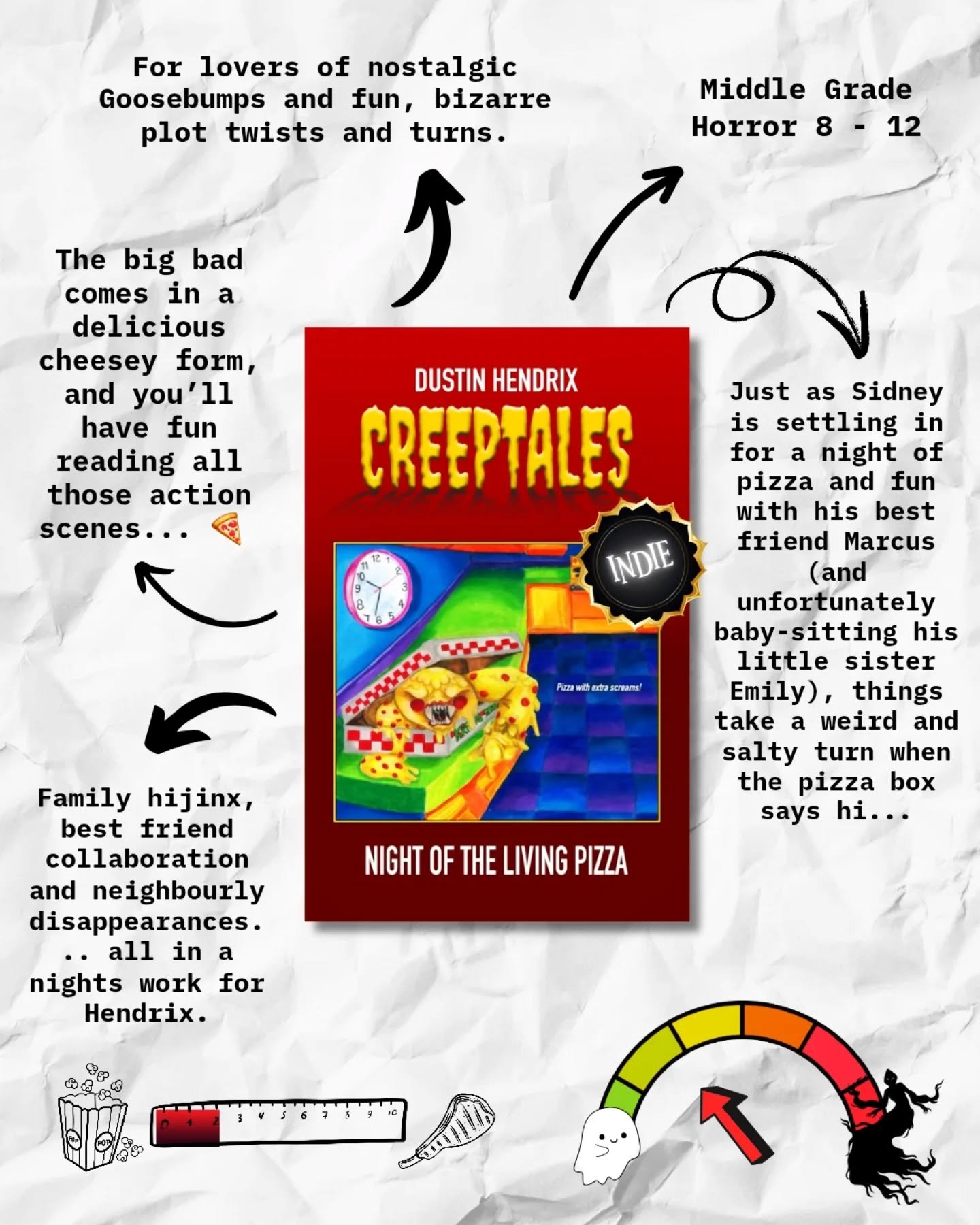 🍕 NIGHT OF THE LIVING PIZZA 🍕  by @creep_tales 
.
Im loving all the nostalgic mg horror around at the moment, especially by the plethora of indie authors nurturing that inner child back to life through mysterious attacks, missing children and pipin