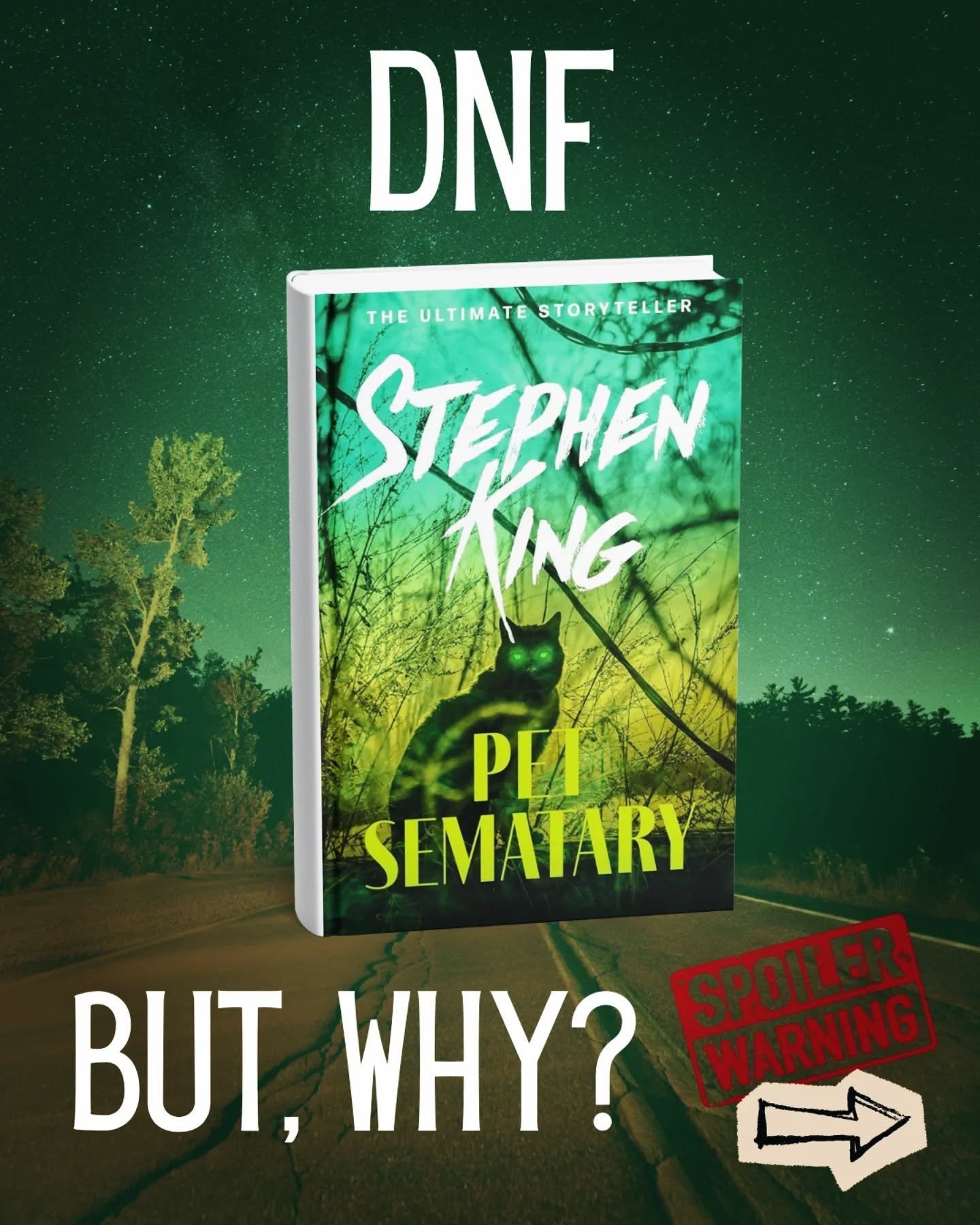 🐈 DNF and spoilers ahead!
.
Spoiler (though at this point I feel like im the only person in the world that hasn't either read this book or was scarred during formative sleep overs by the movie), but as soon as I turned the page and read about *that 