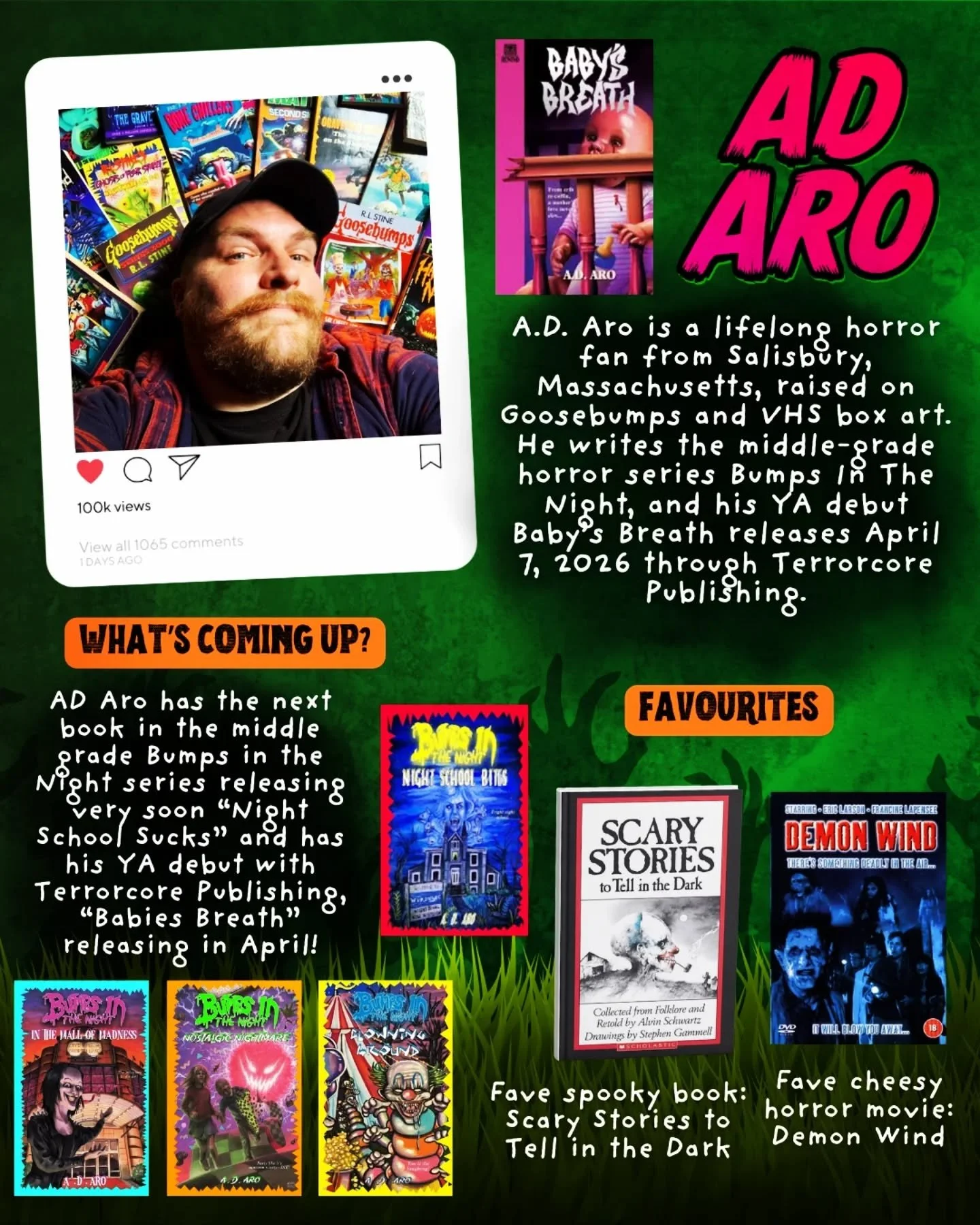 The indomitable @bumps_in_the_night_books ! Lover of all things spooky, collector of all the books and writer of creepy and unsettling stories for both middle graders and young adults alike 🔪 
.
AD Aros Bumps in the Night Series is about to add a fo