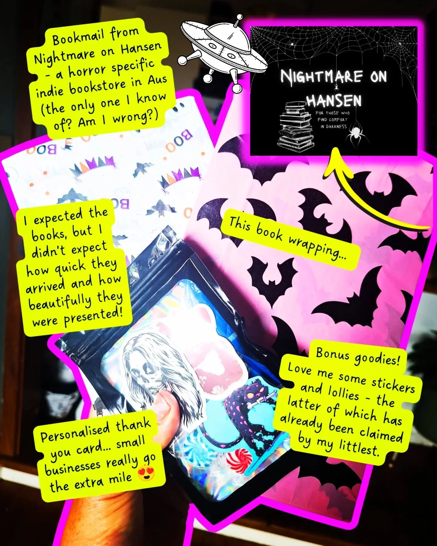 💌 Book Mail 💌
.
For all my horror loving aussie folk, if you havent checked out @nightmare.on.hansen , a bookstore in aus dedicated specifically to horror, what are you doing?
.
They have a bunch of your faves from @madaxemedia to @brianmcwriter to