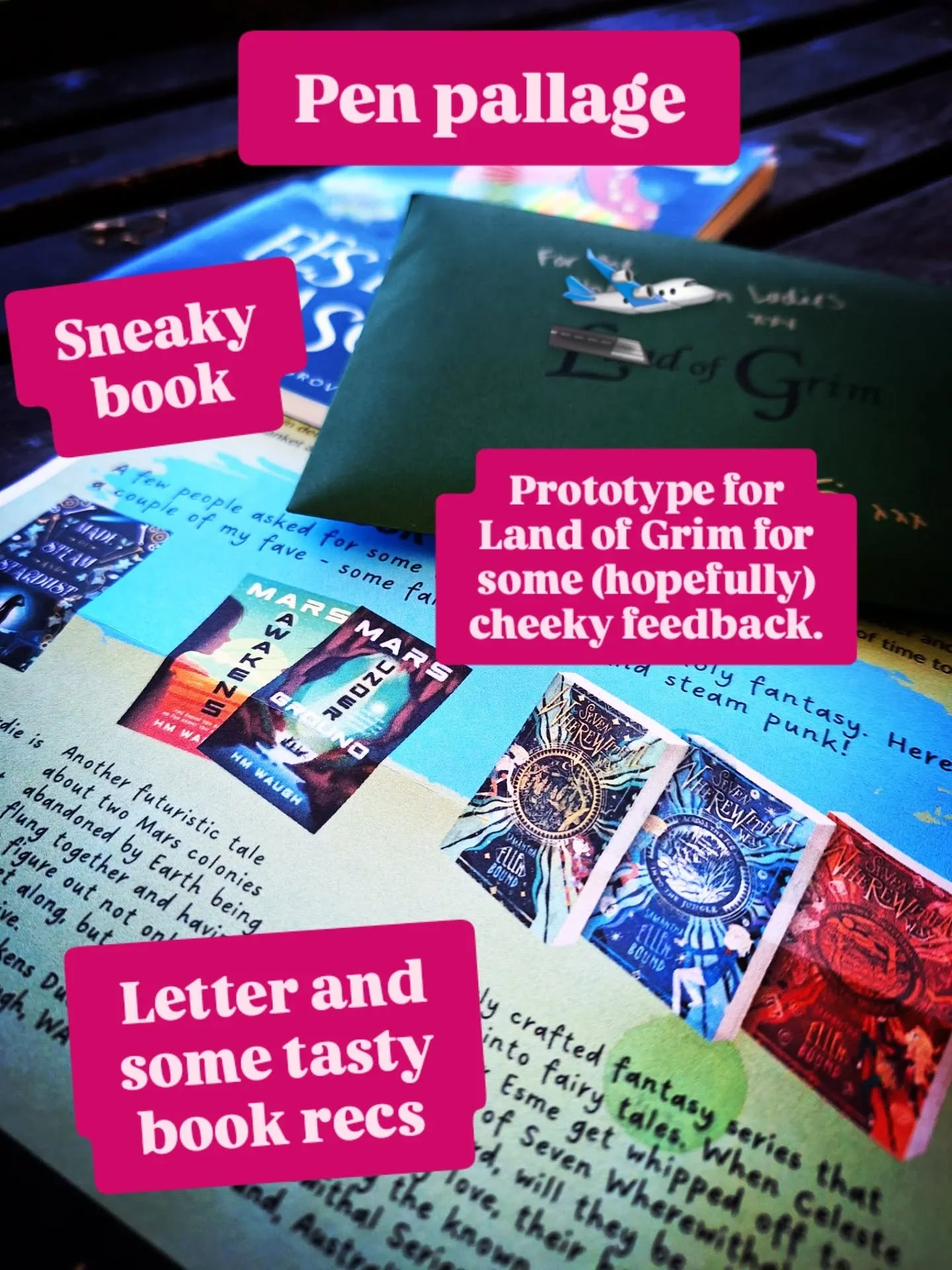 📭 Sending off another round of author pen pal letters ✉️ @authorpenpals
.
This time ive packaged up a letter, a qr code to a video to answer questions (way too many questions for me to reply back to in a letter!), a cheeky book and the prototype for