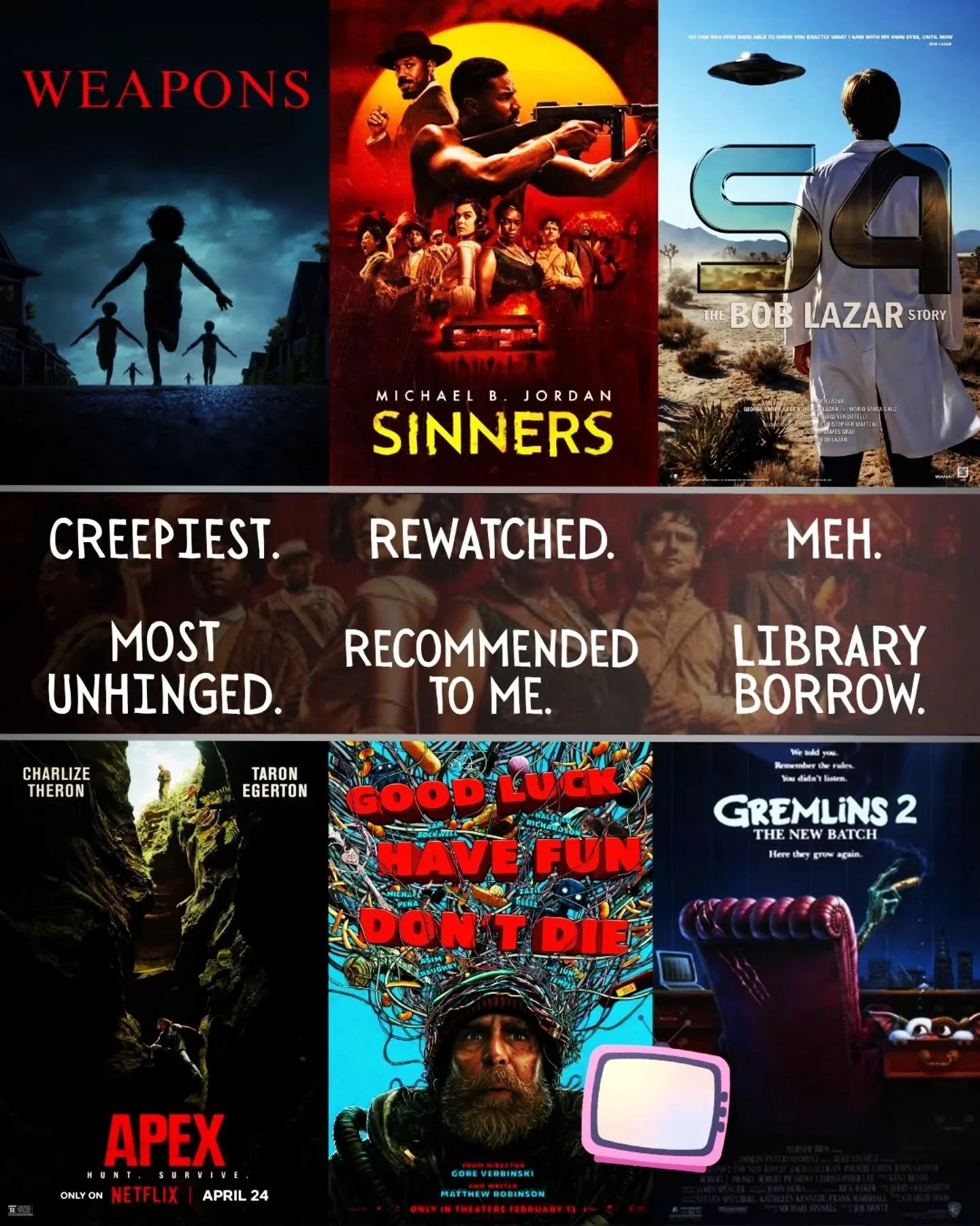 For someone who doesnt watch too many movies anymore, ive recently got through a few.
.
Actually, to be clear, I watch A LOT of movies, but theyre all g rated and usually filled with singing animals... the life of a mum with young kids. And honestly,