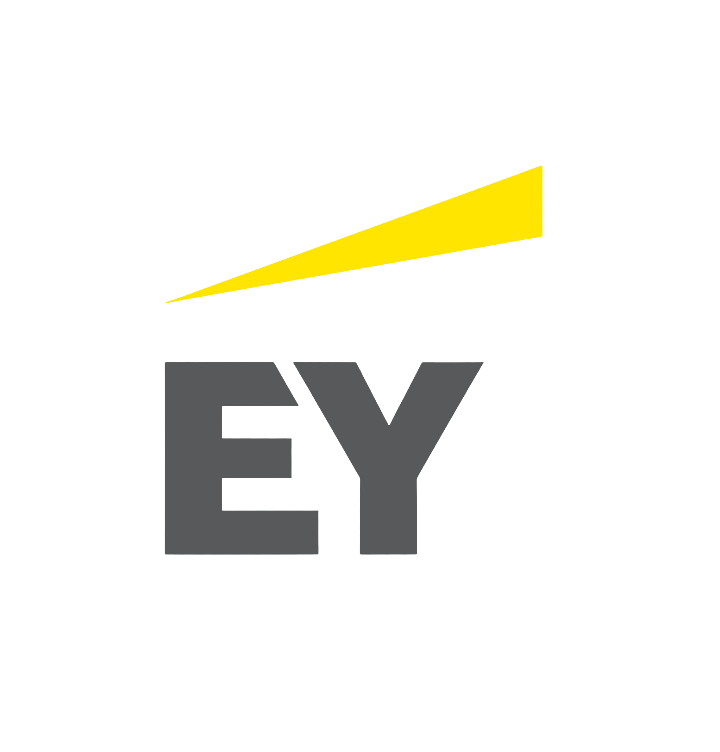 EY logo with yellow triangle accent.