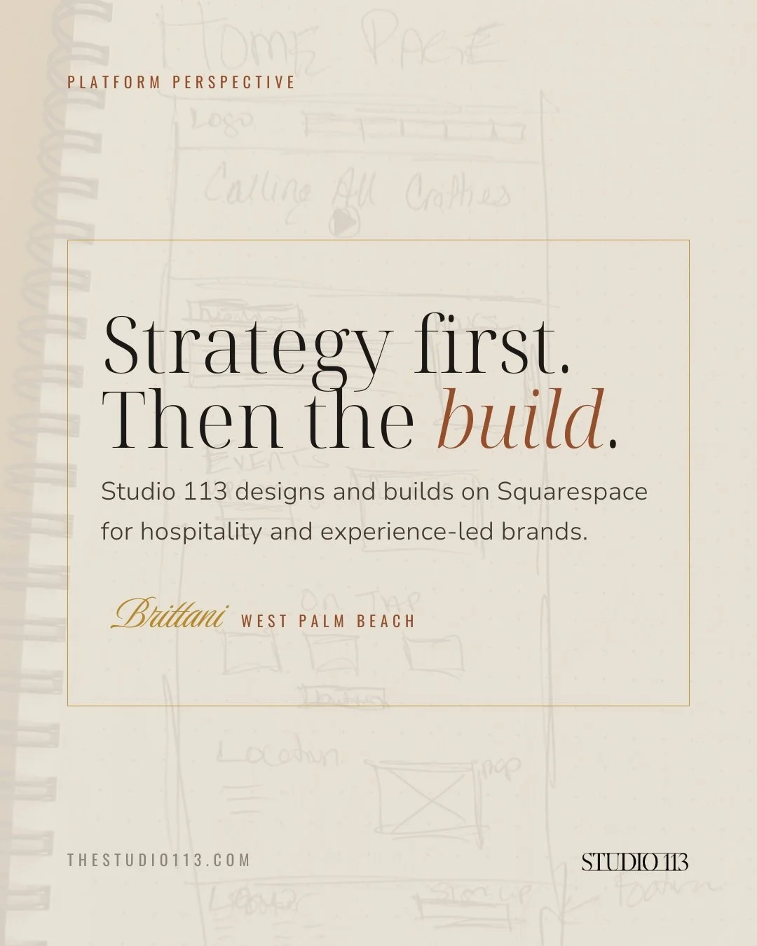 Studio 113 designs and builds on @squarespace for hospitality and experience-led brands &mdash; restaurants, festivals, venues, and the people behind them.

Strategy session, then the build. Rarely does it perform well the other way around.

Booking 