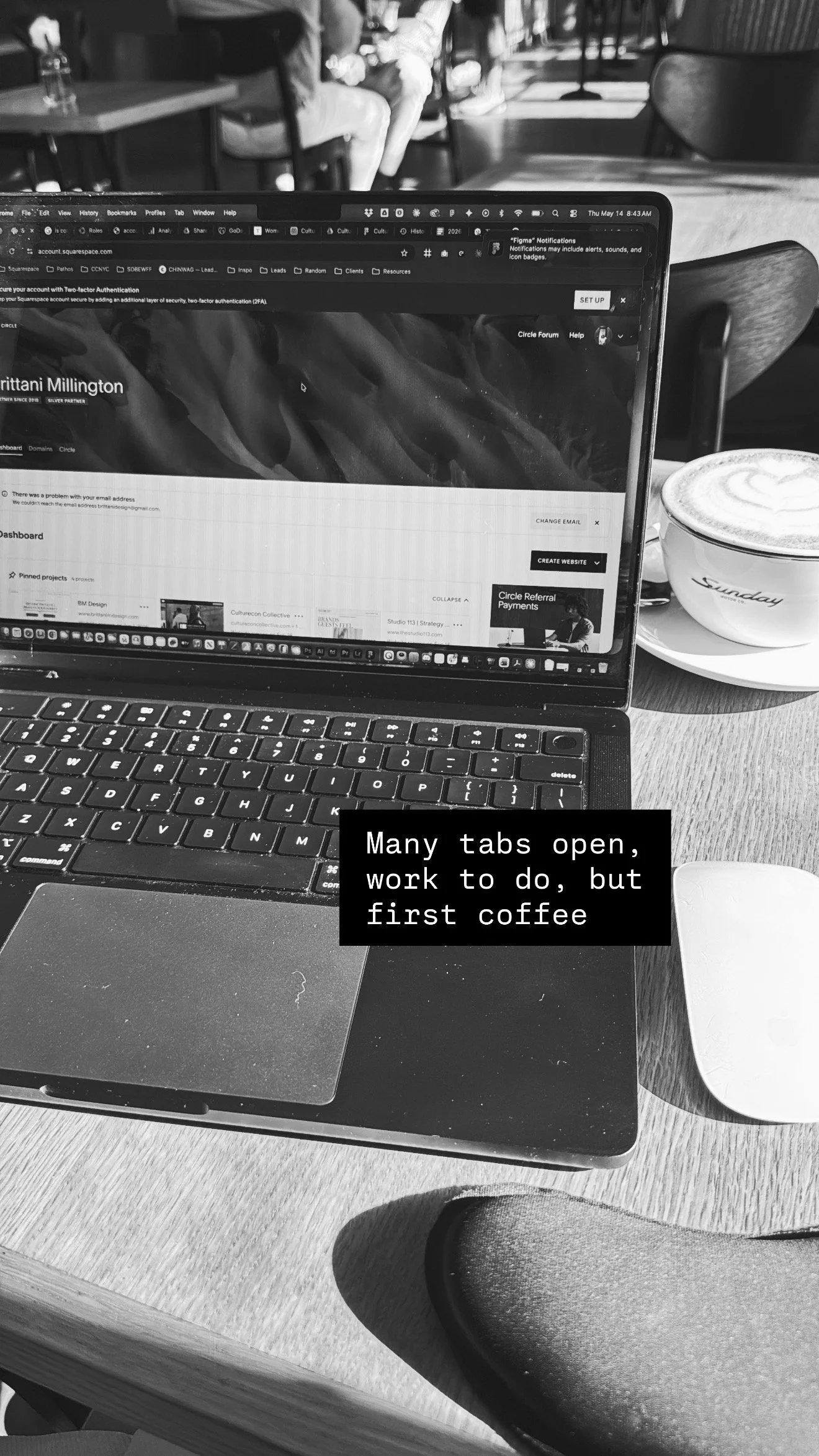Working on laptop to re-engage leads.